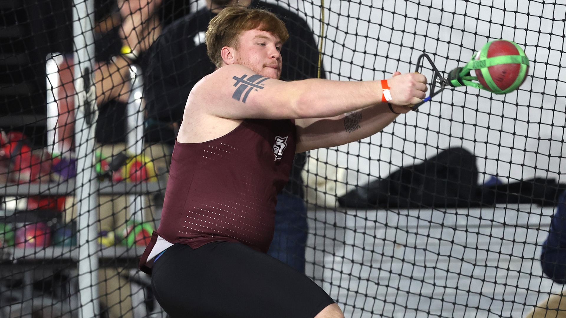 Will Bracher competes in the weight throw at the PNC Lenny Lyles Invitational.