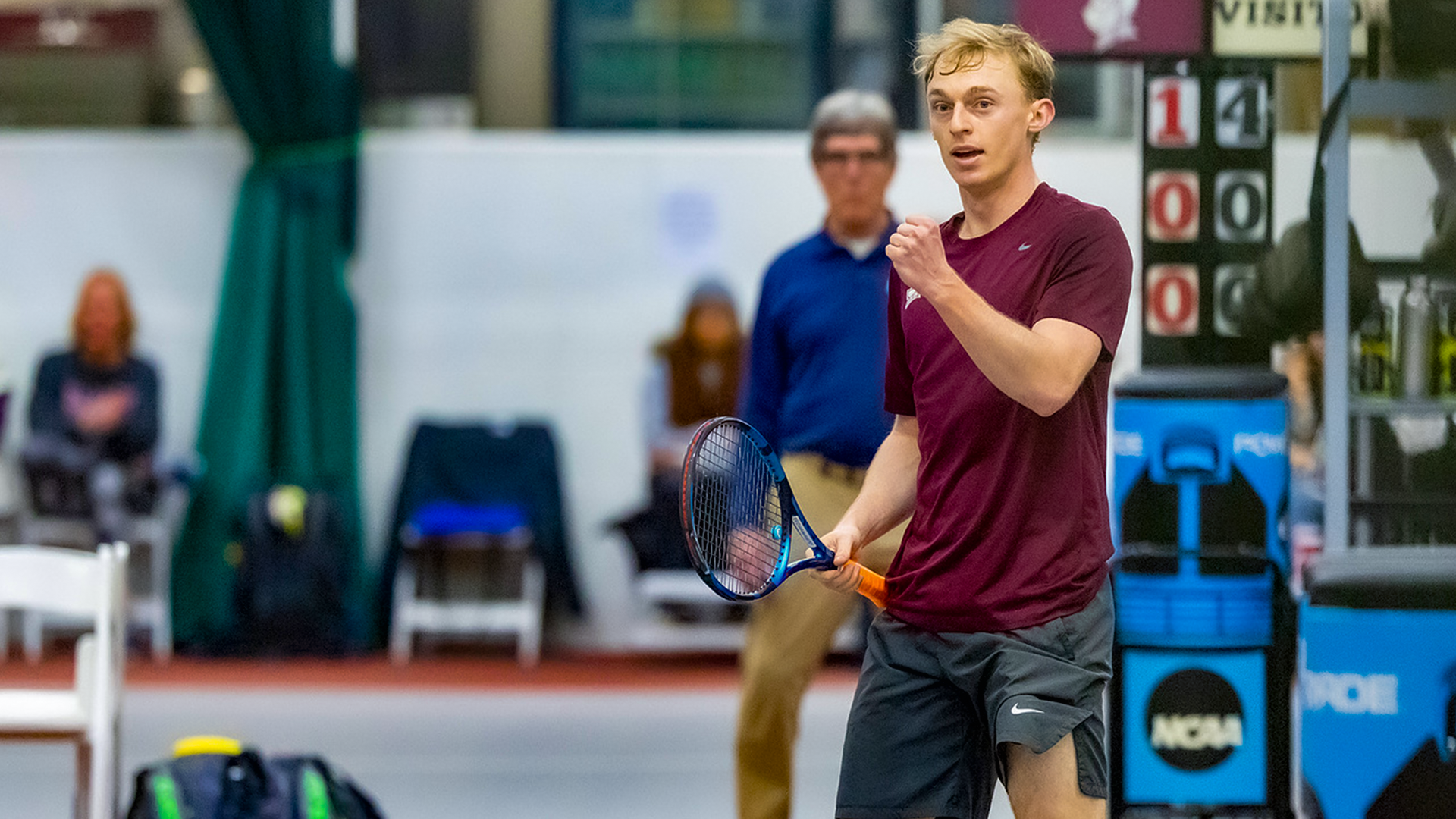 Eli Wood fist pump against North Dakota