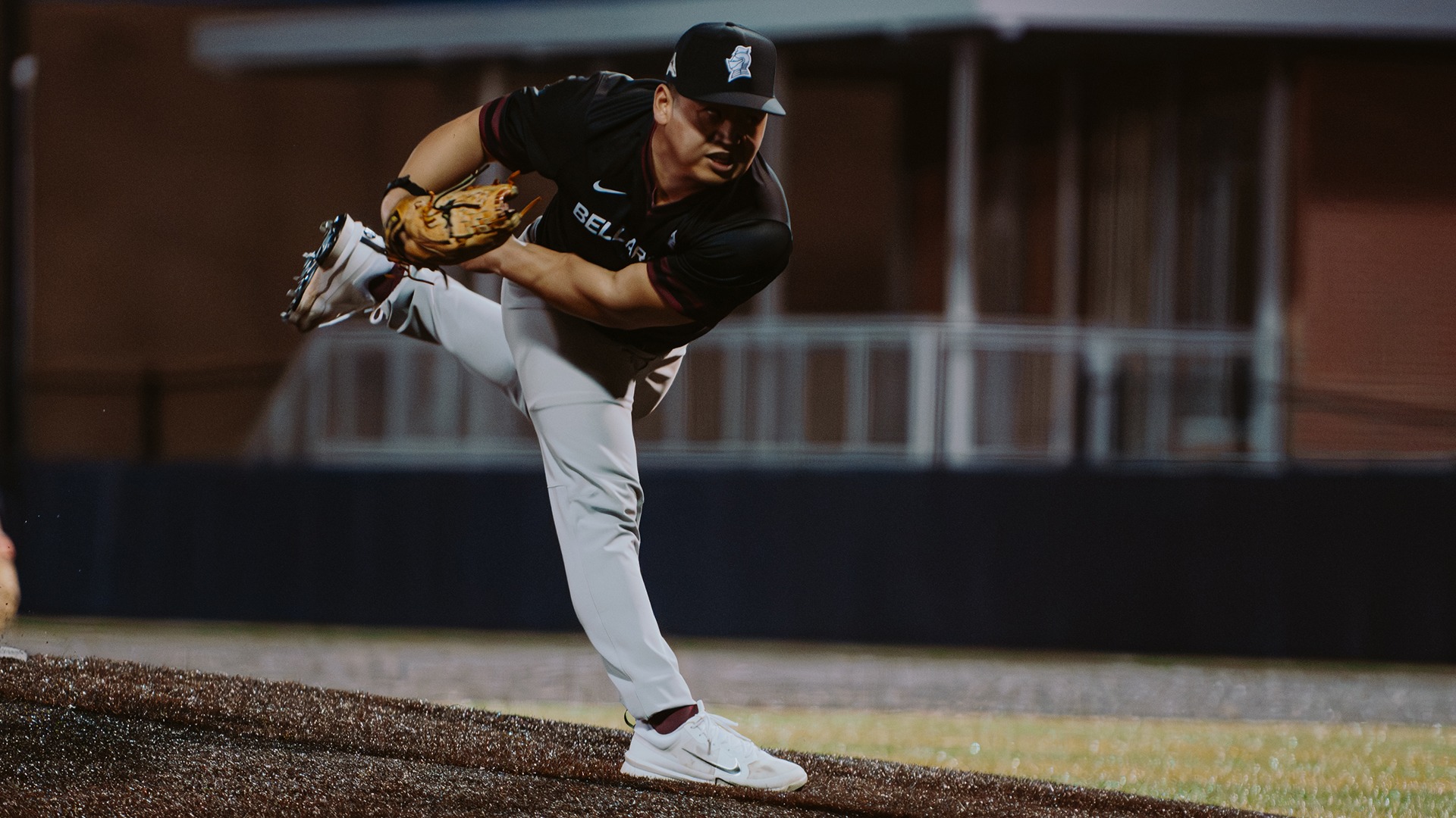 Aaron Ragat pitches against Belmont.