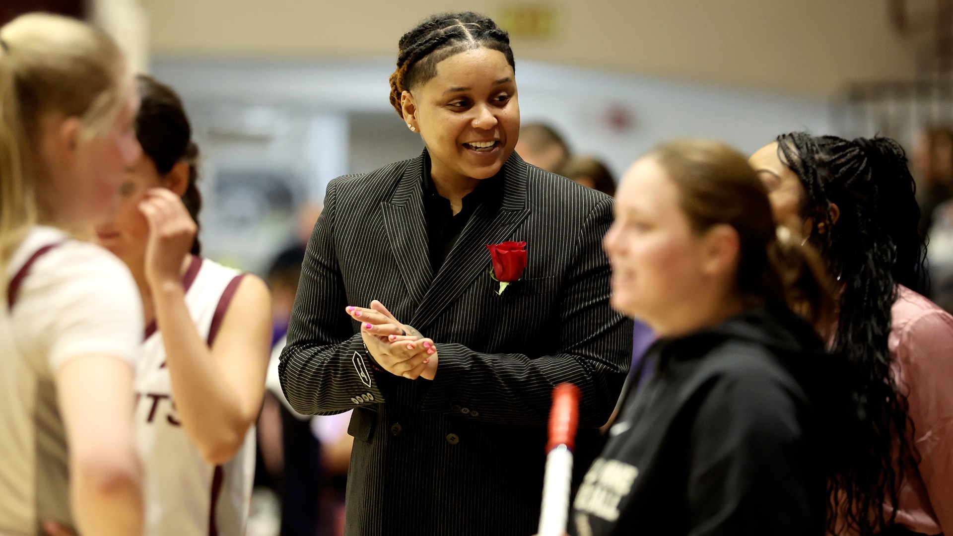 Monique Reid on the sideline against North Alabama.
