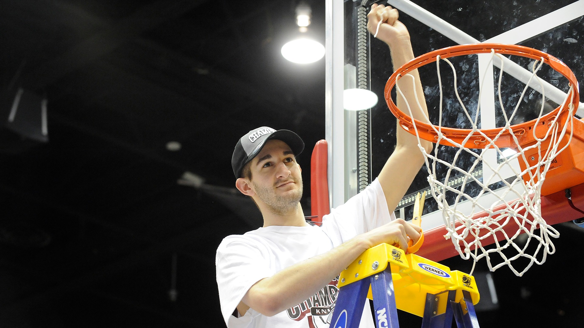Braydon Hobbs cuts down the nets after the 2011 national title game.