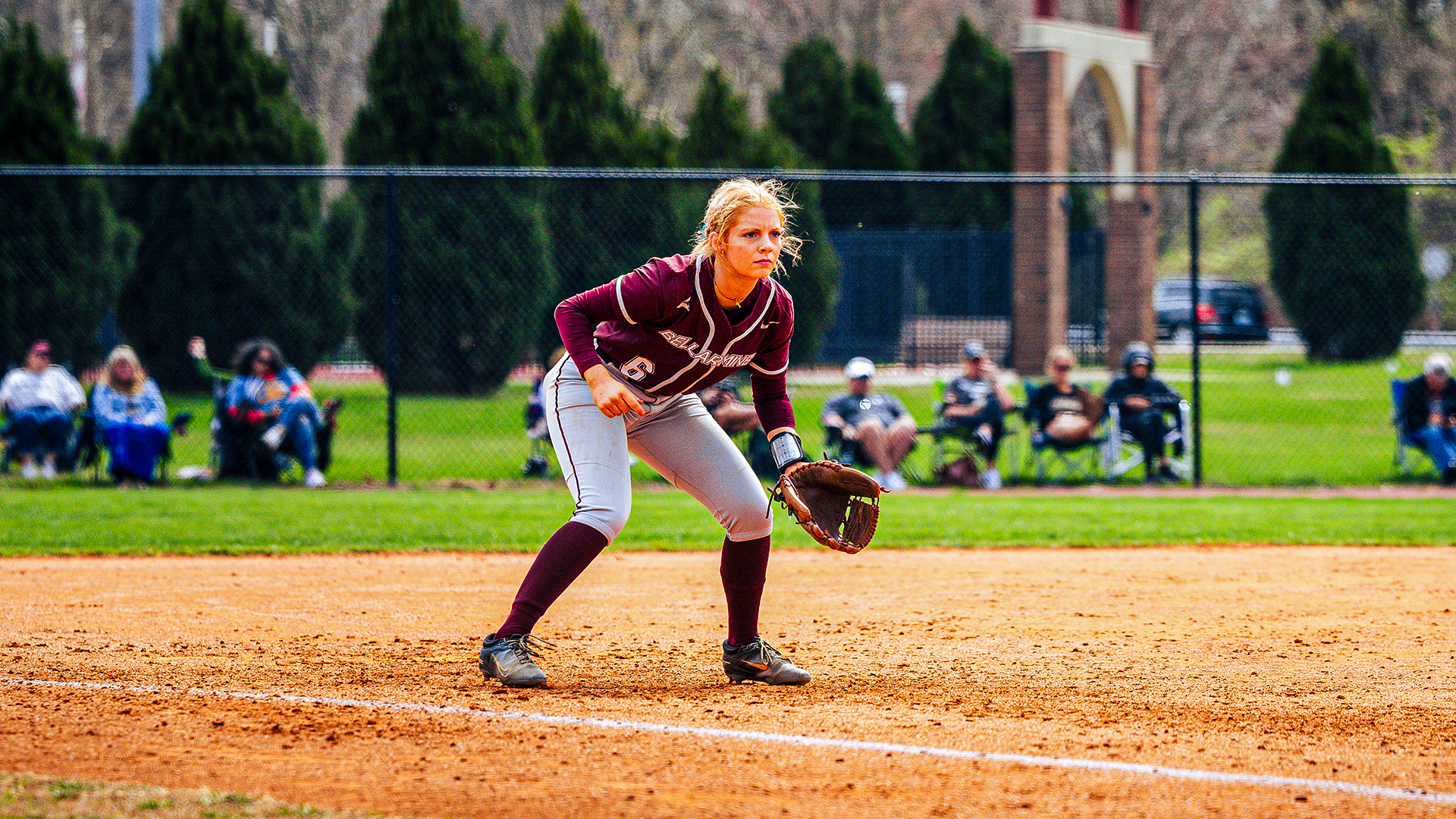 Lauren Guthrie ready for a ground ball at third base
