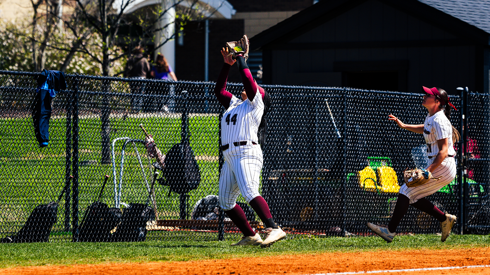 Lele Bennett catches a pop up in foul territory