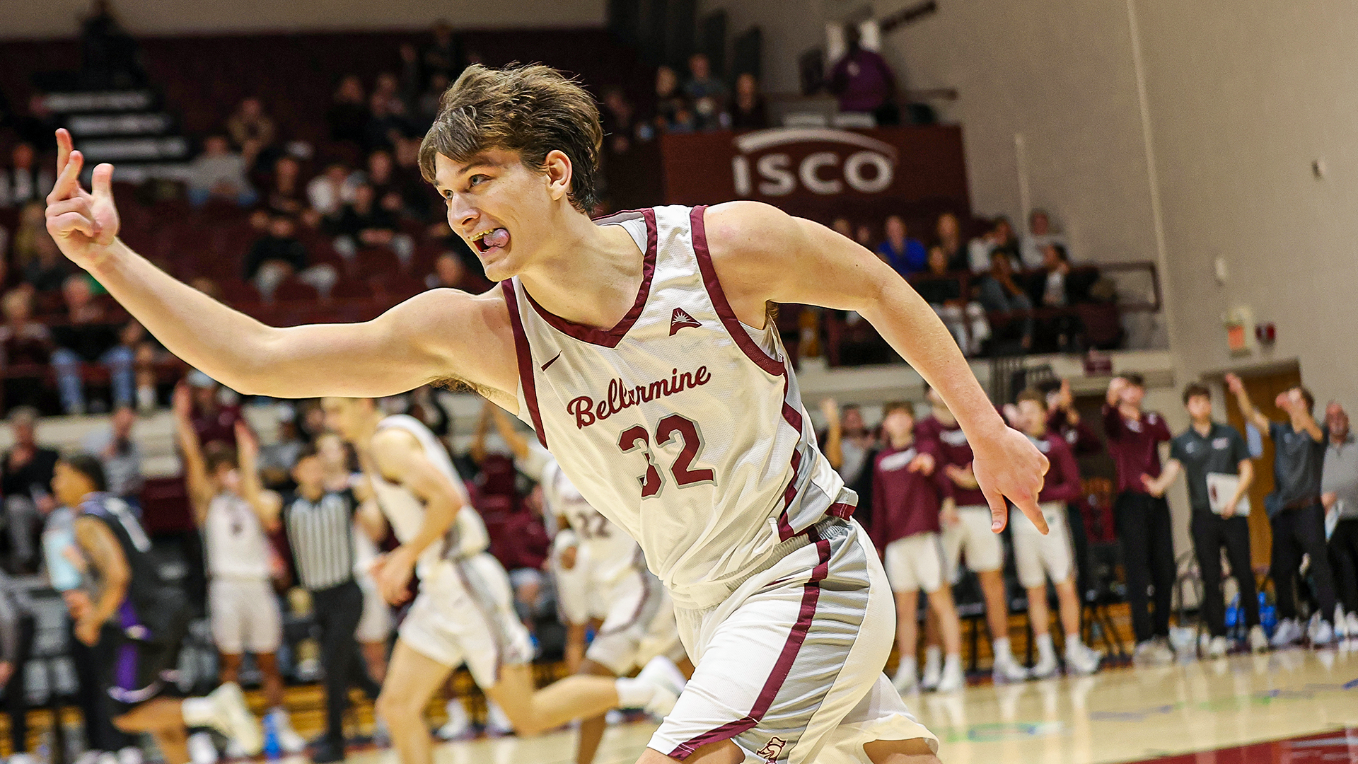 Jack Karasinski celebrates a three