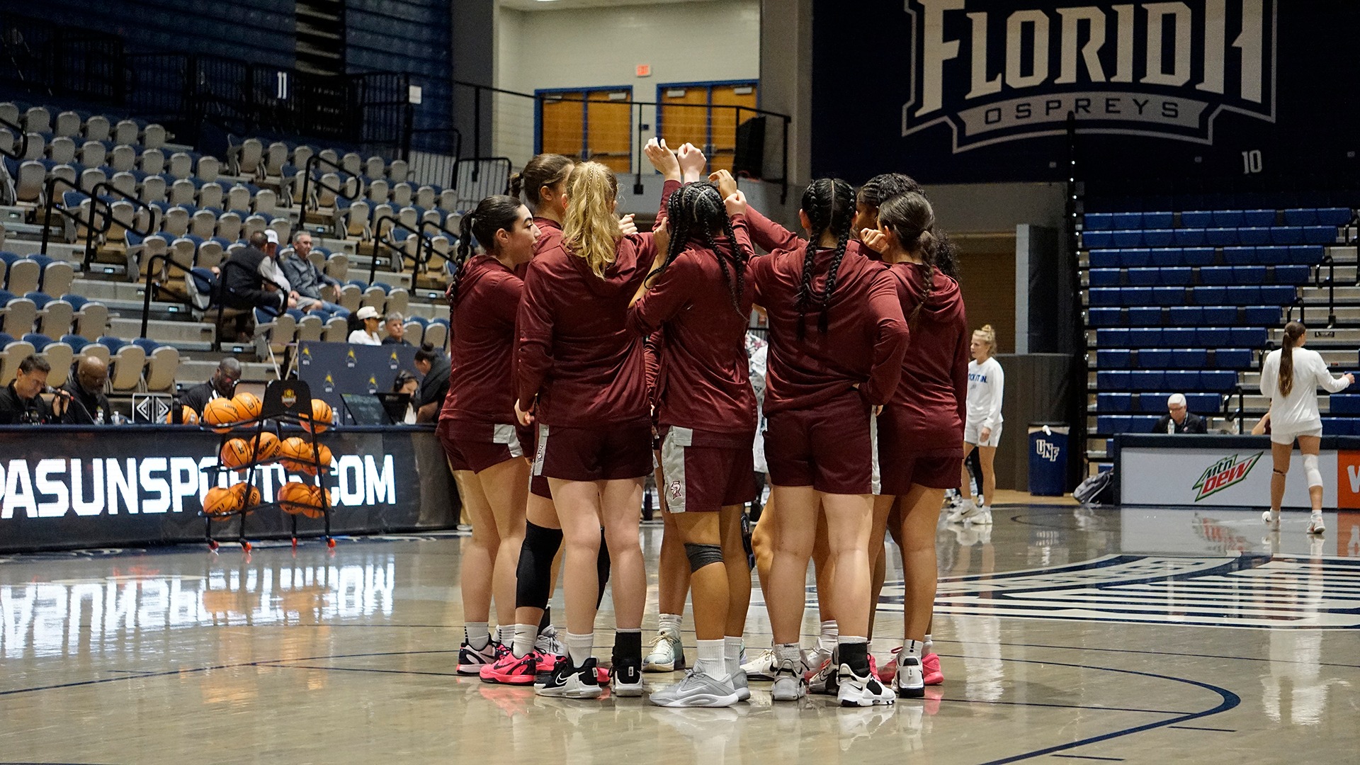 The women's basketball prepares to take the floor against FGCU in the ASUN Tournament.