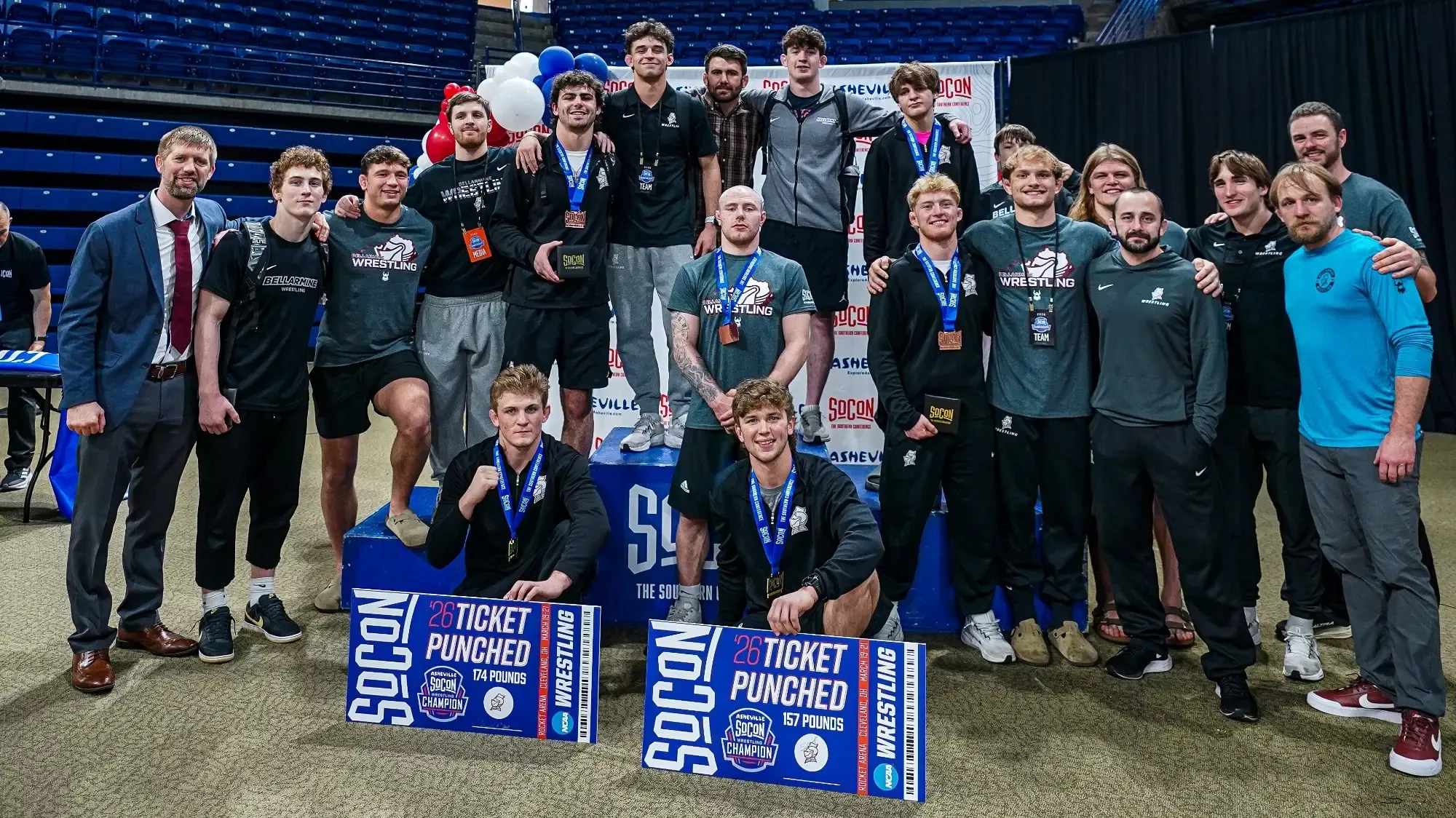 Wrestling team celebrates its third place finish at the SoCon Championships