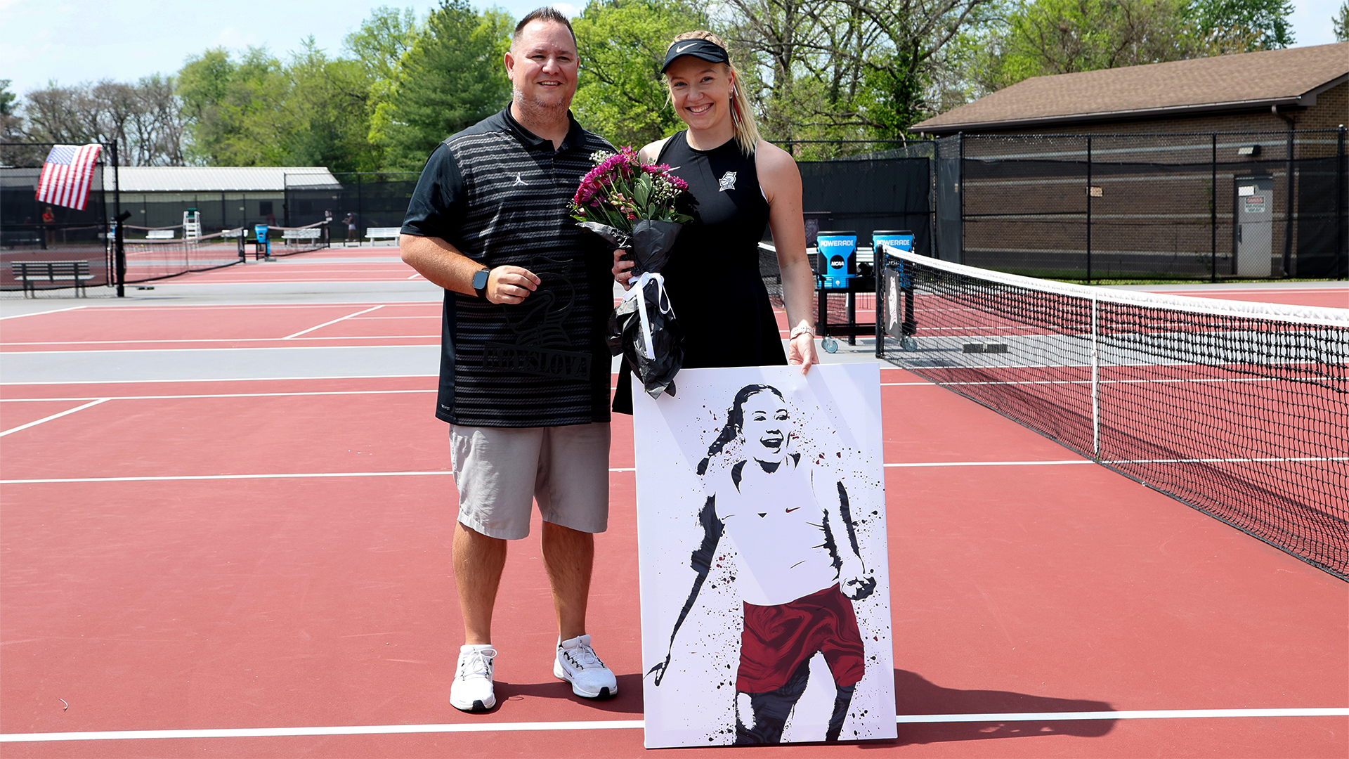 Head coach Brian Slack and senior Vendula Kryslova on senior day