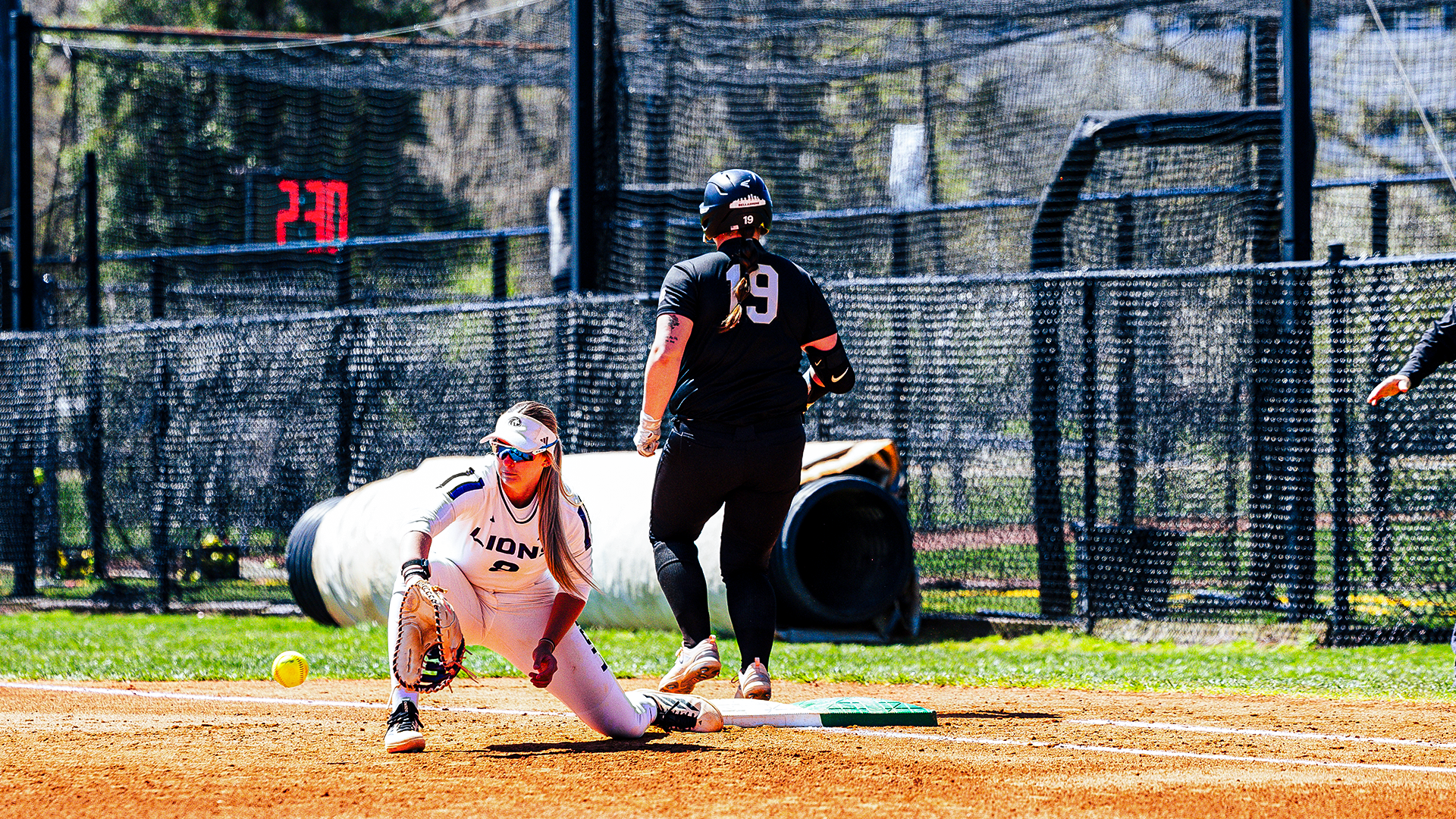 Tia Ice runs through first base