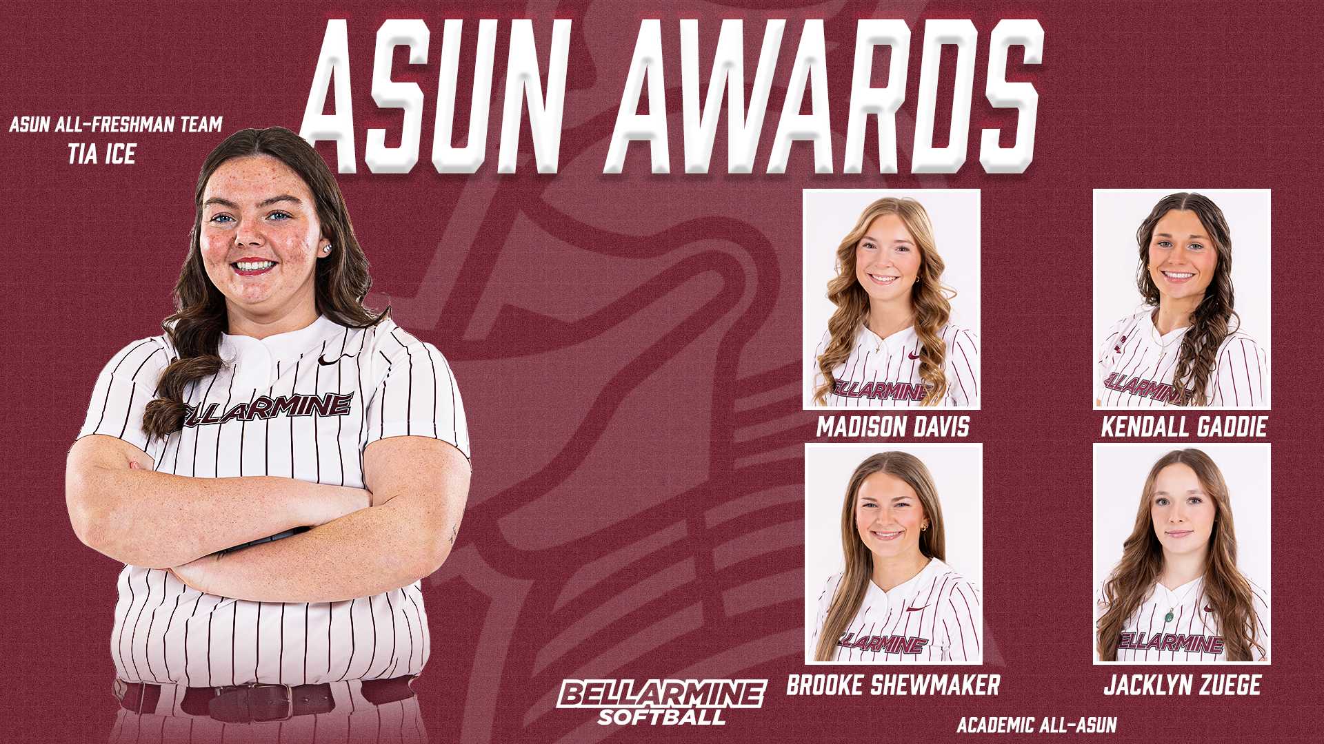 Tia Ice recognized on the 2026 ASUN All-Freshman Team; Madison Davis, Kendall Gaddie, Brooke Shewmaker and Jacklyn Zuege recognized on the Academic All-ASUN Team