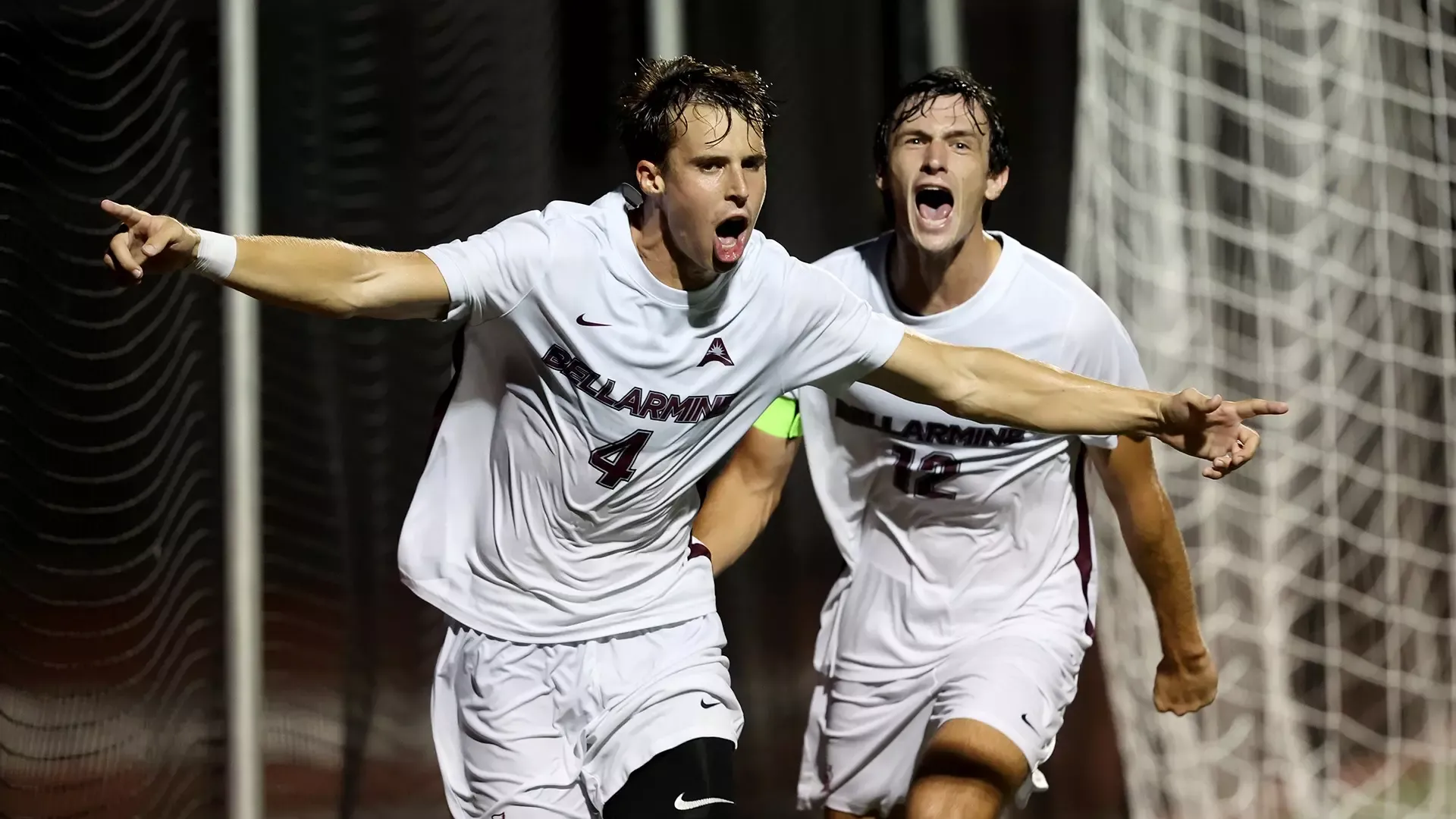 Gavine Crowe and Tate McCrery celebrate a goal.