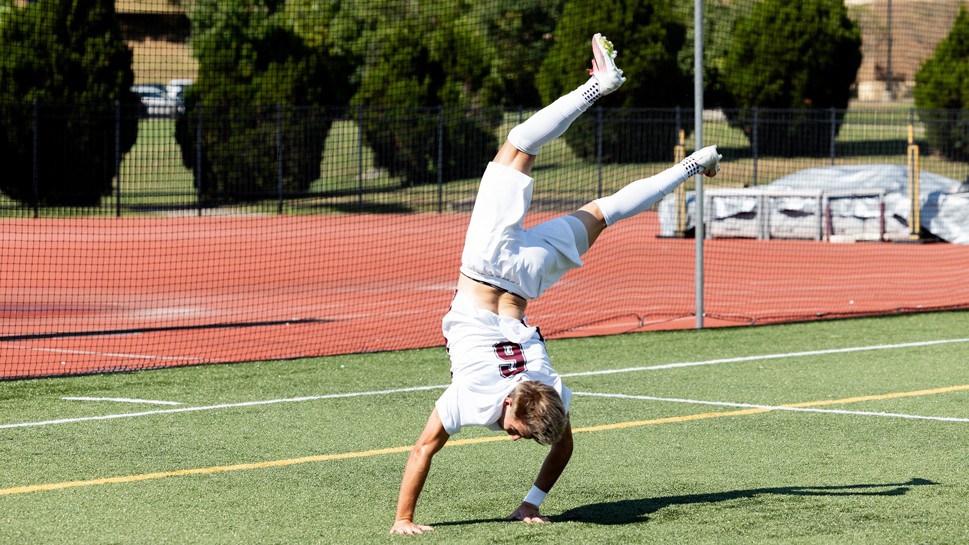 Nathan Krall celebrates a goal against Chicago State.