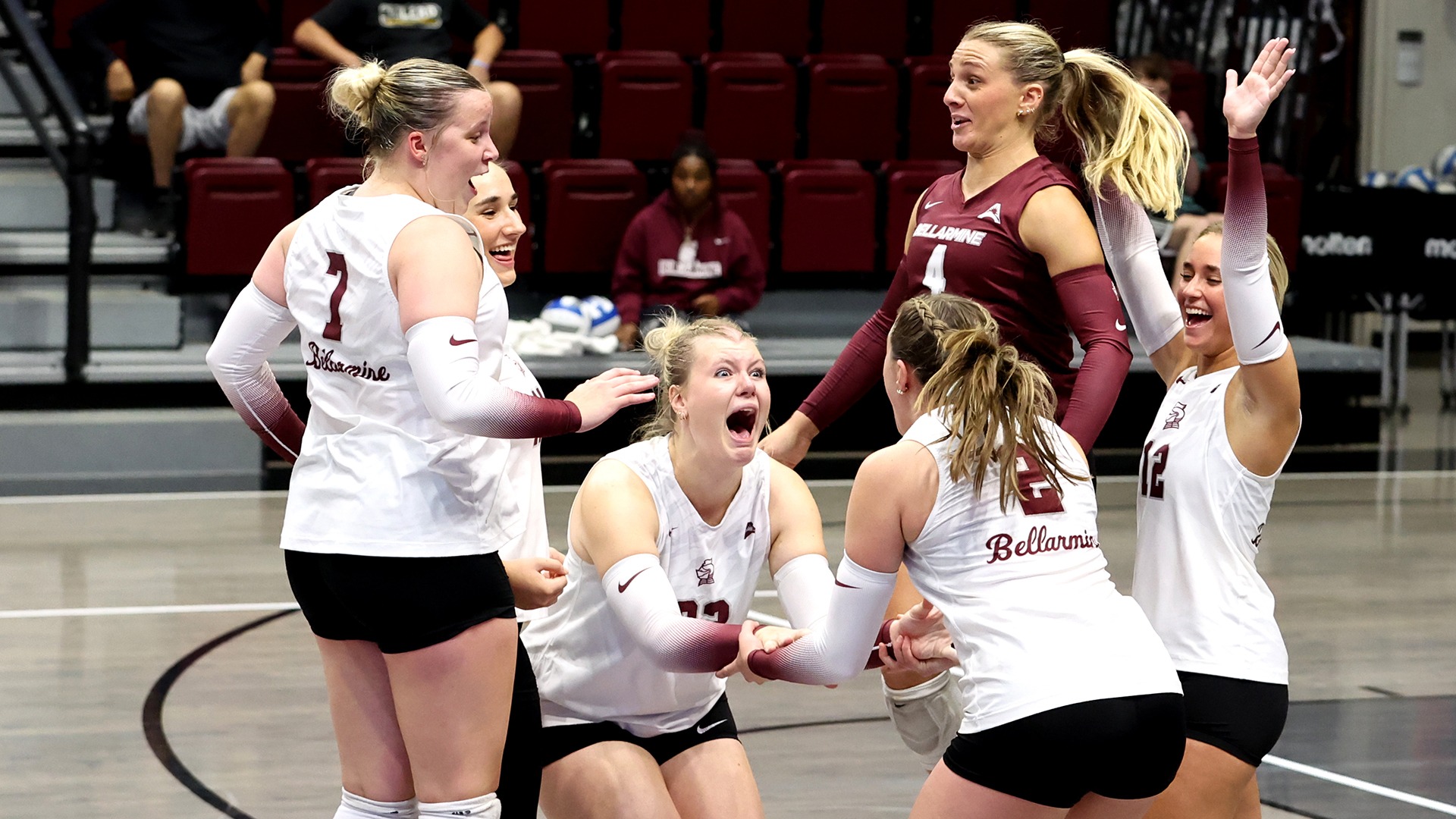 Bellarmine celebrates a point against Lipscomb.
