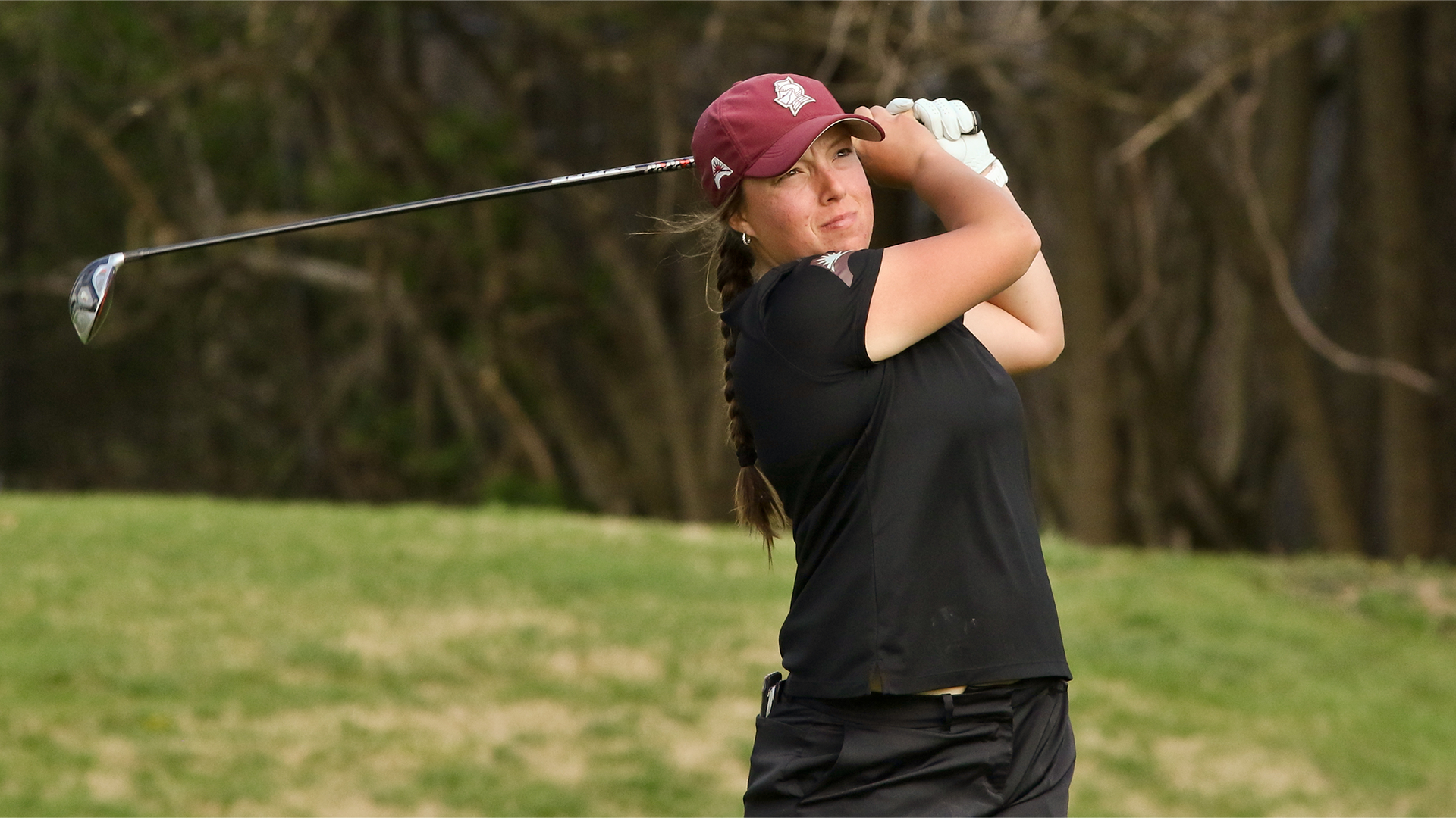 Geriann Ackermann holds her follow through