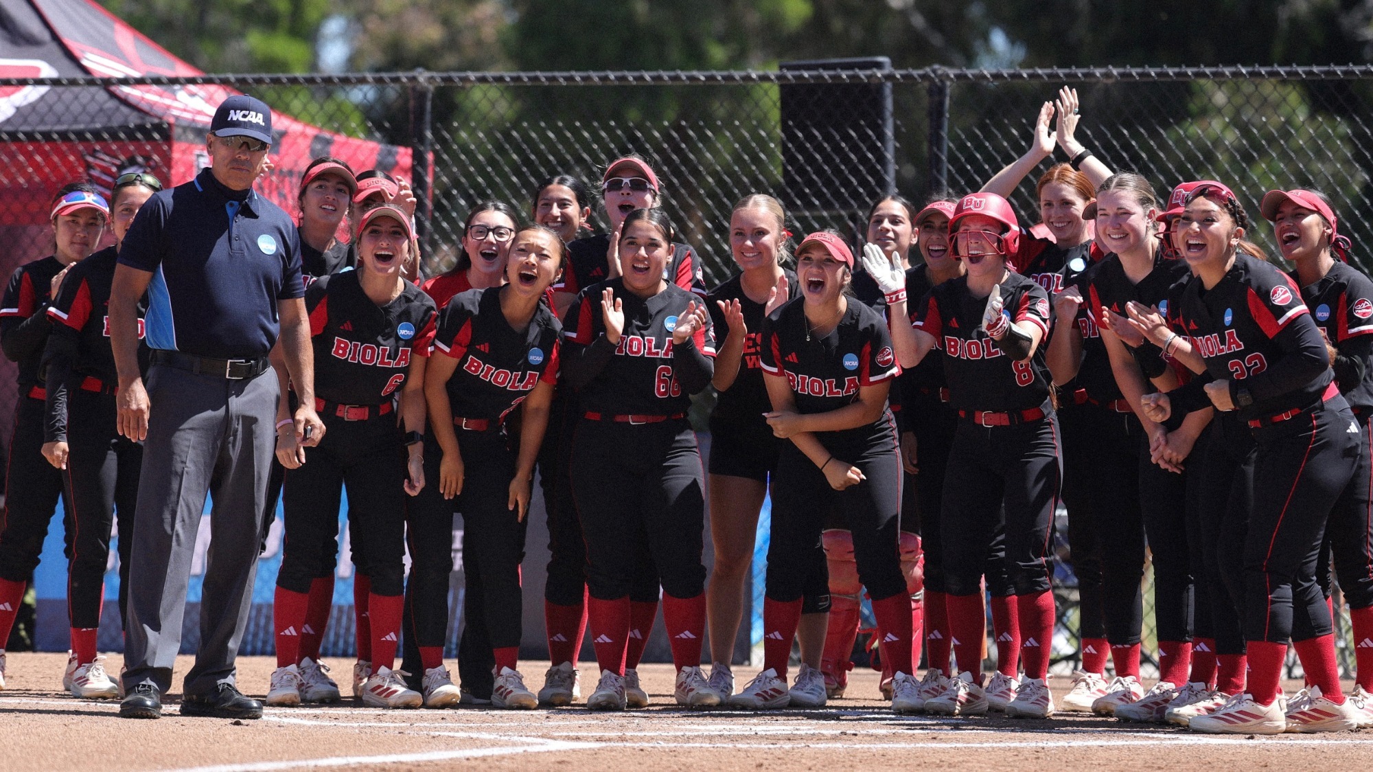 Biola celebrating at home plate