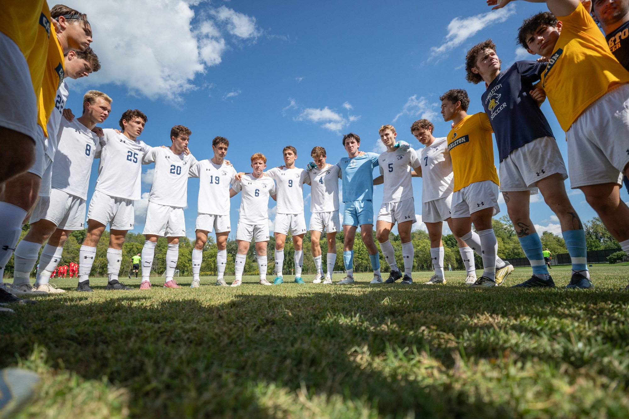 Knights pre-game huddle