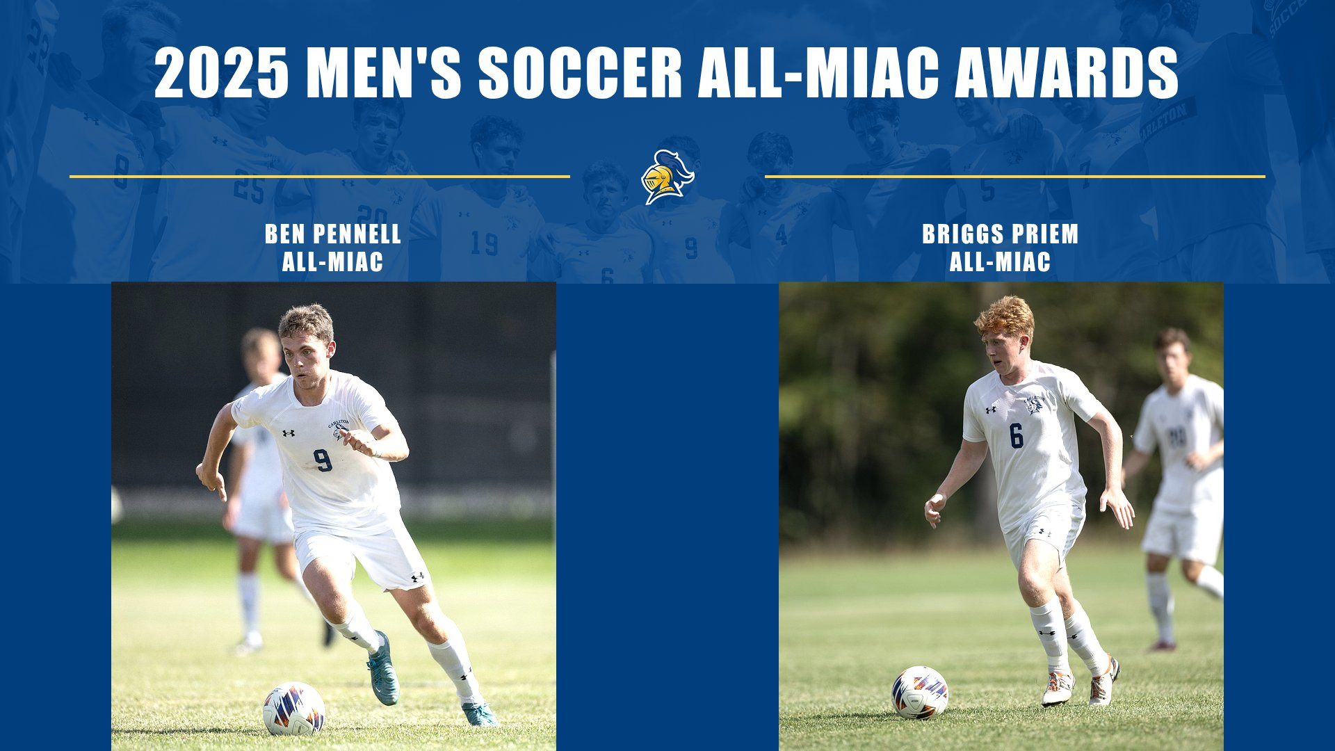 game action photos of Ben Pennell and Briggs Priem; text reads 