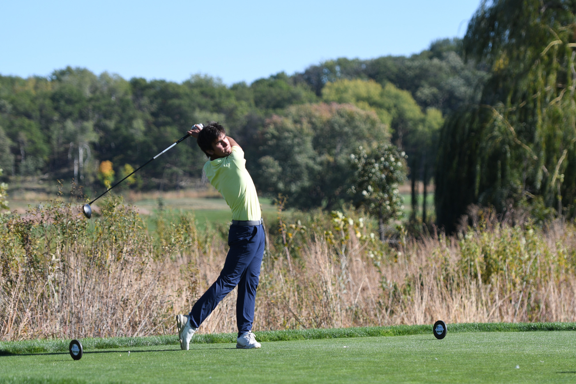 Justin Rodriguez hits a tee shot