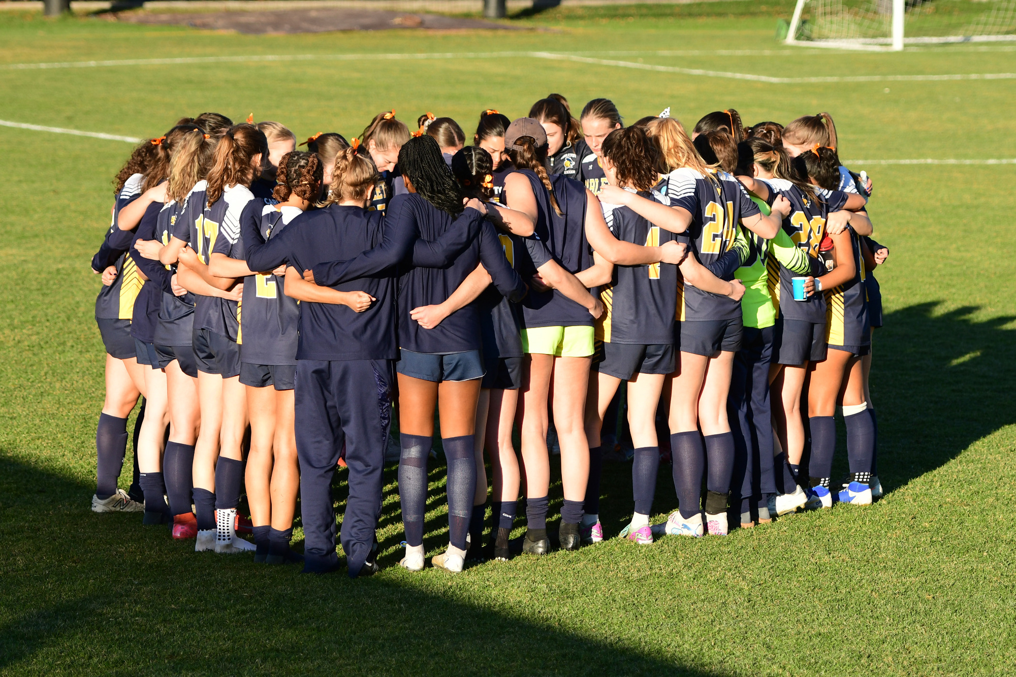 The Knights huddle after the game