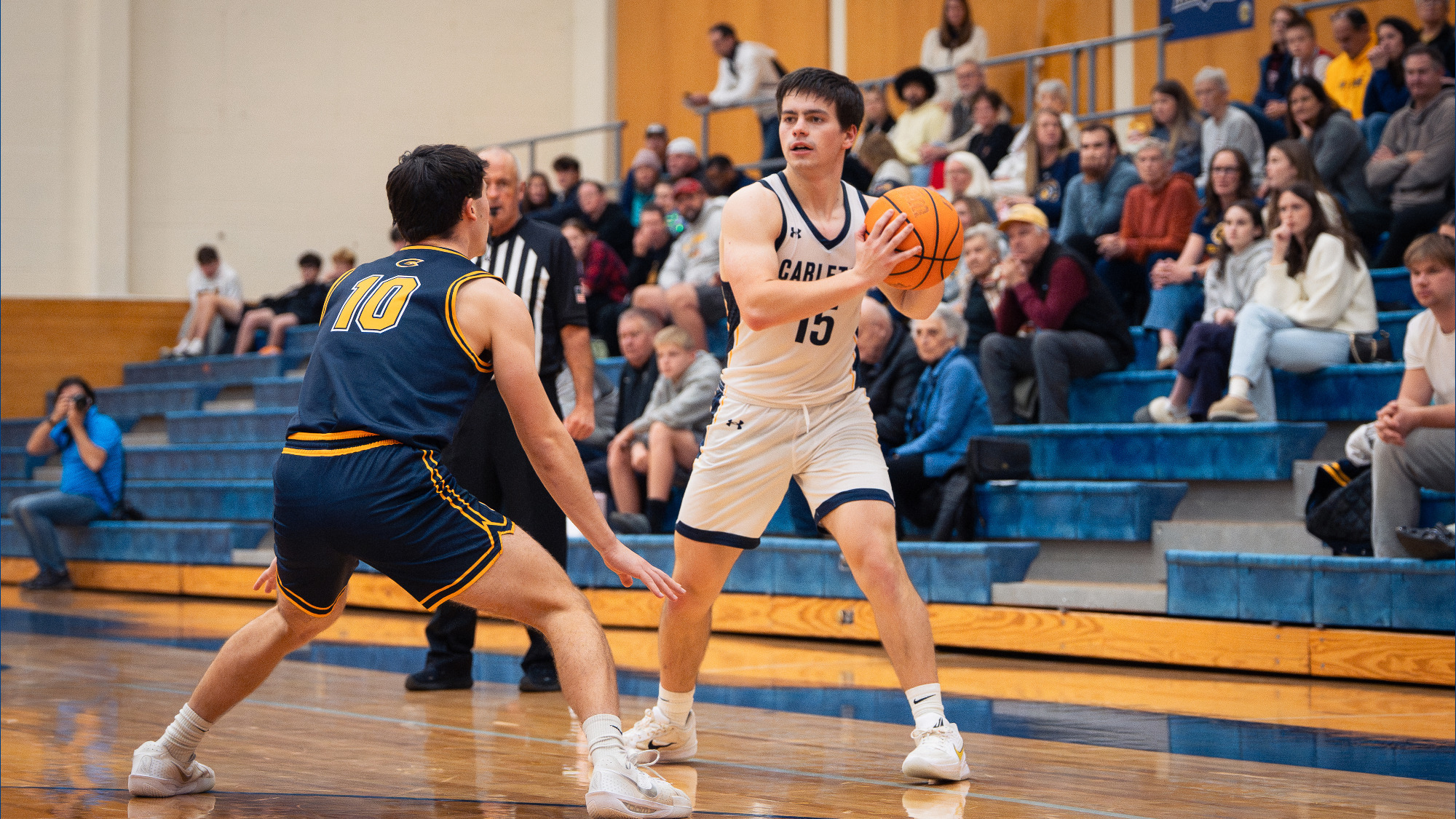 Andrew Weber looks to pass to a teammate
