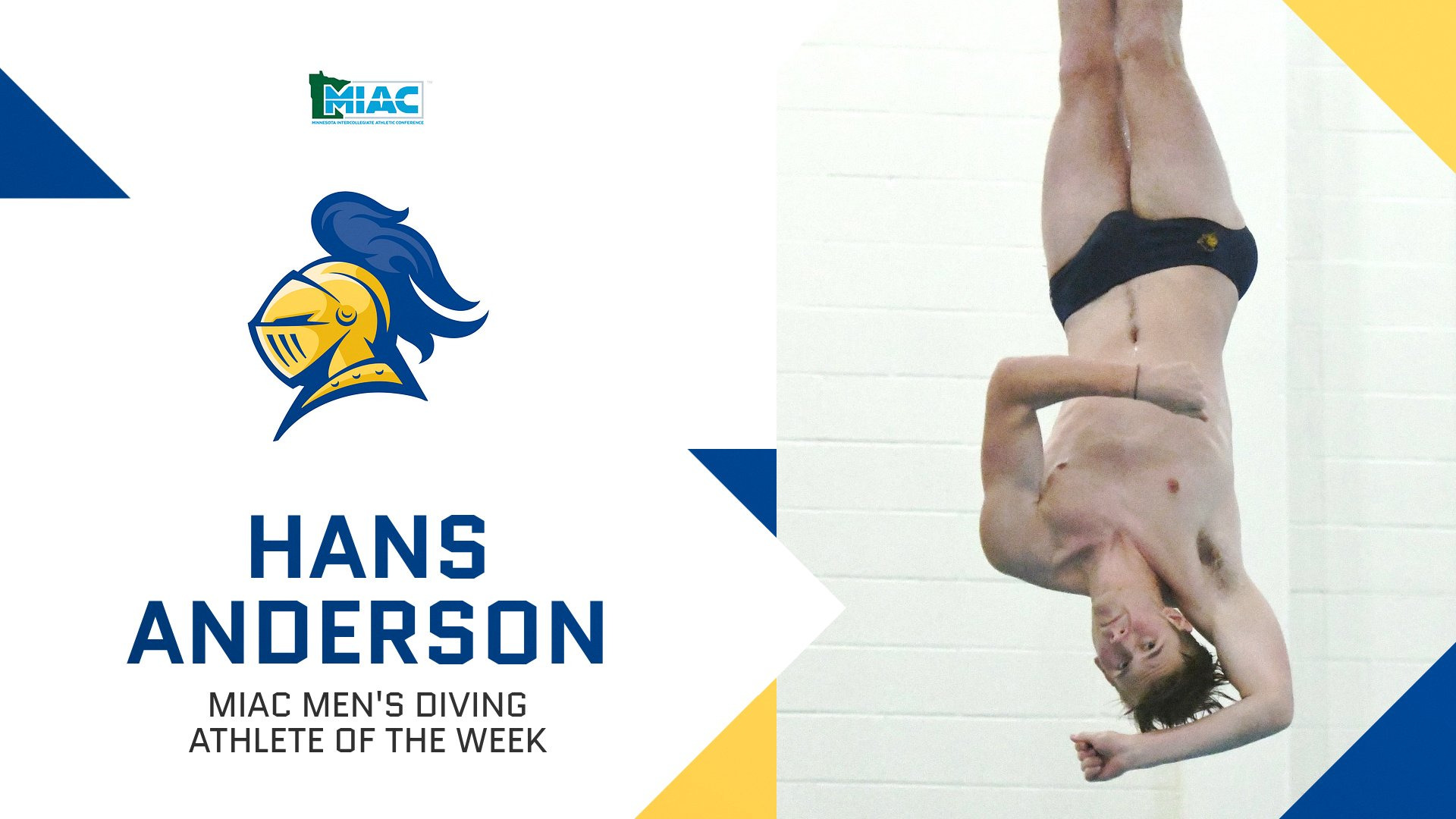 Hans Anderson twisting during a dive; text reads, 