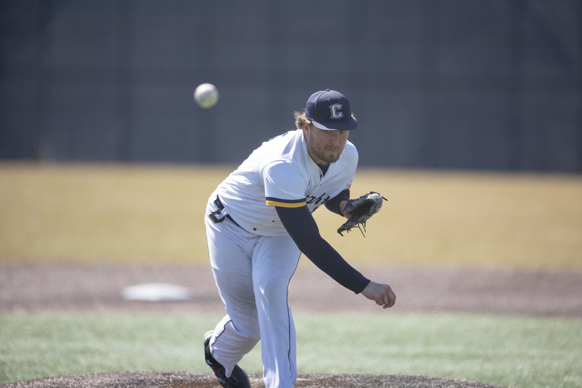 Will Schnepf swings his arm through on a pitch. 