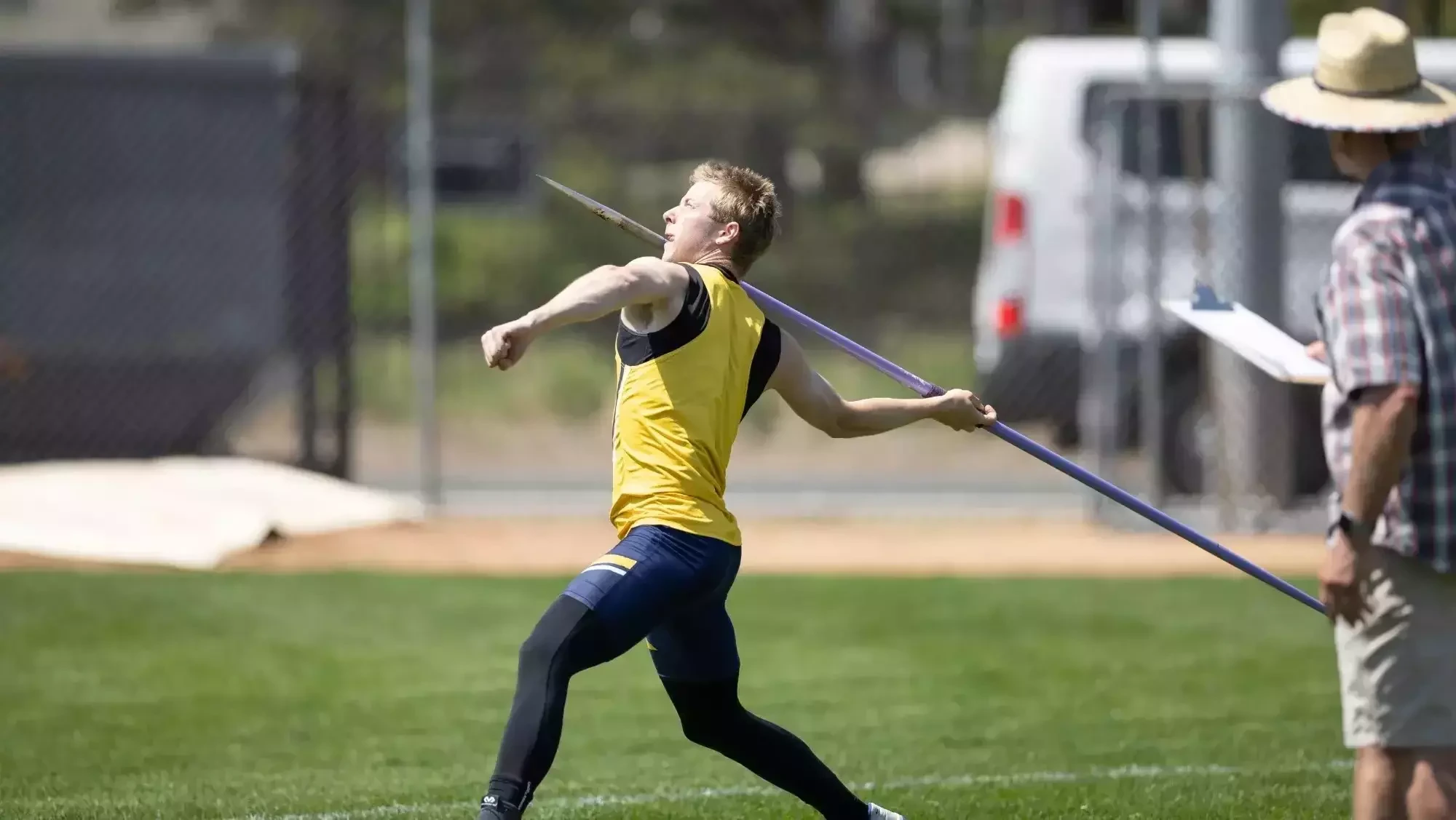Reese Anderson throws the javelin. 
