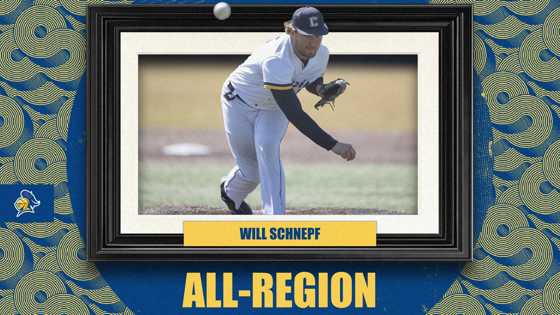 Will Schnepf pitching; text reads, 