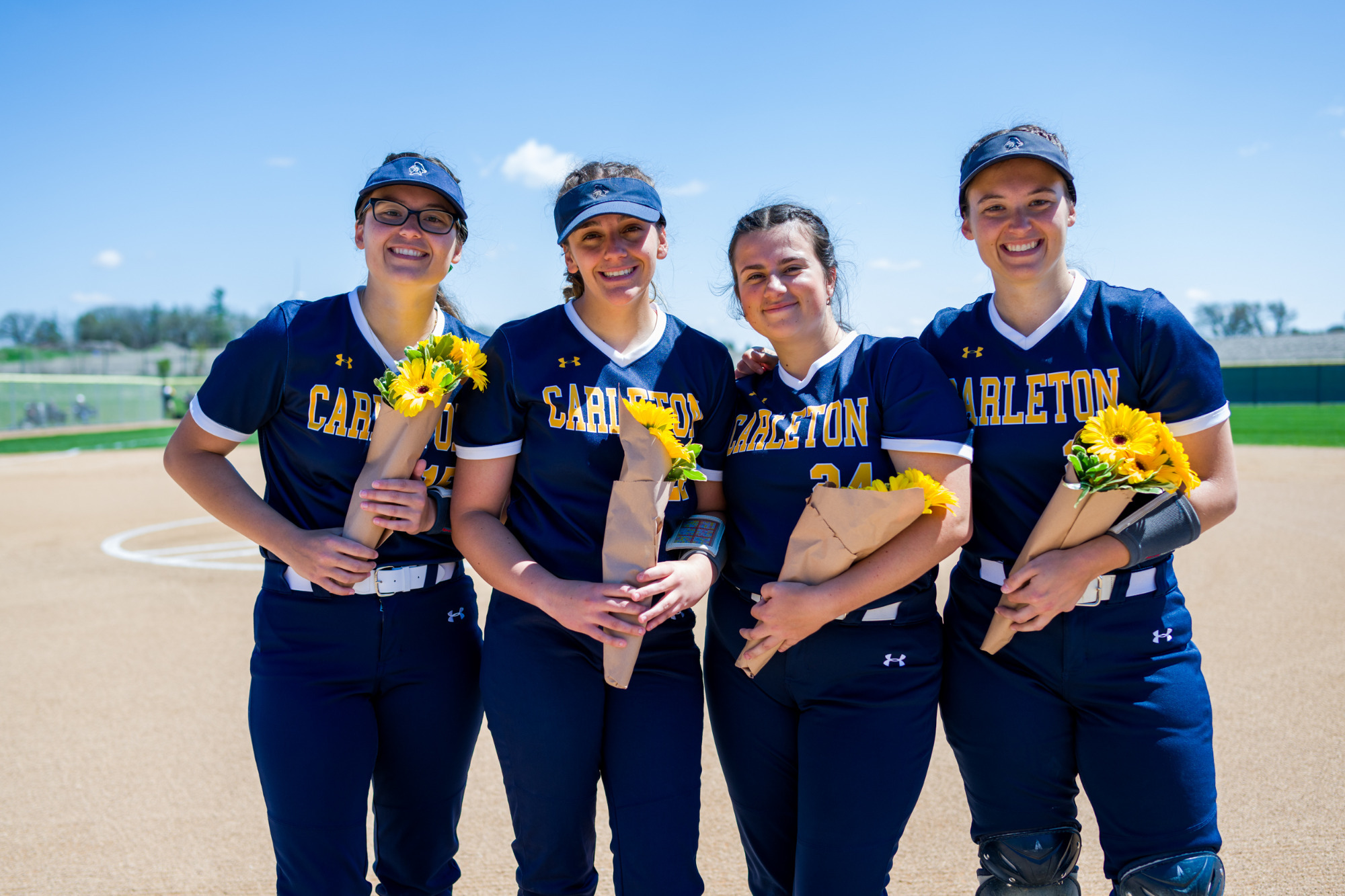 Morgan Arnold, Bryanna Schaffer, Ella Collins, and Paige Arnold during Senior Day recognition