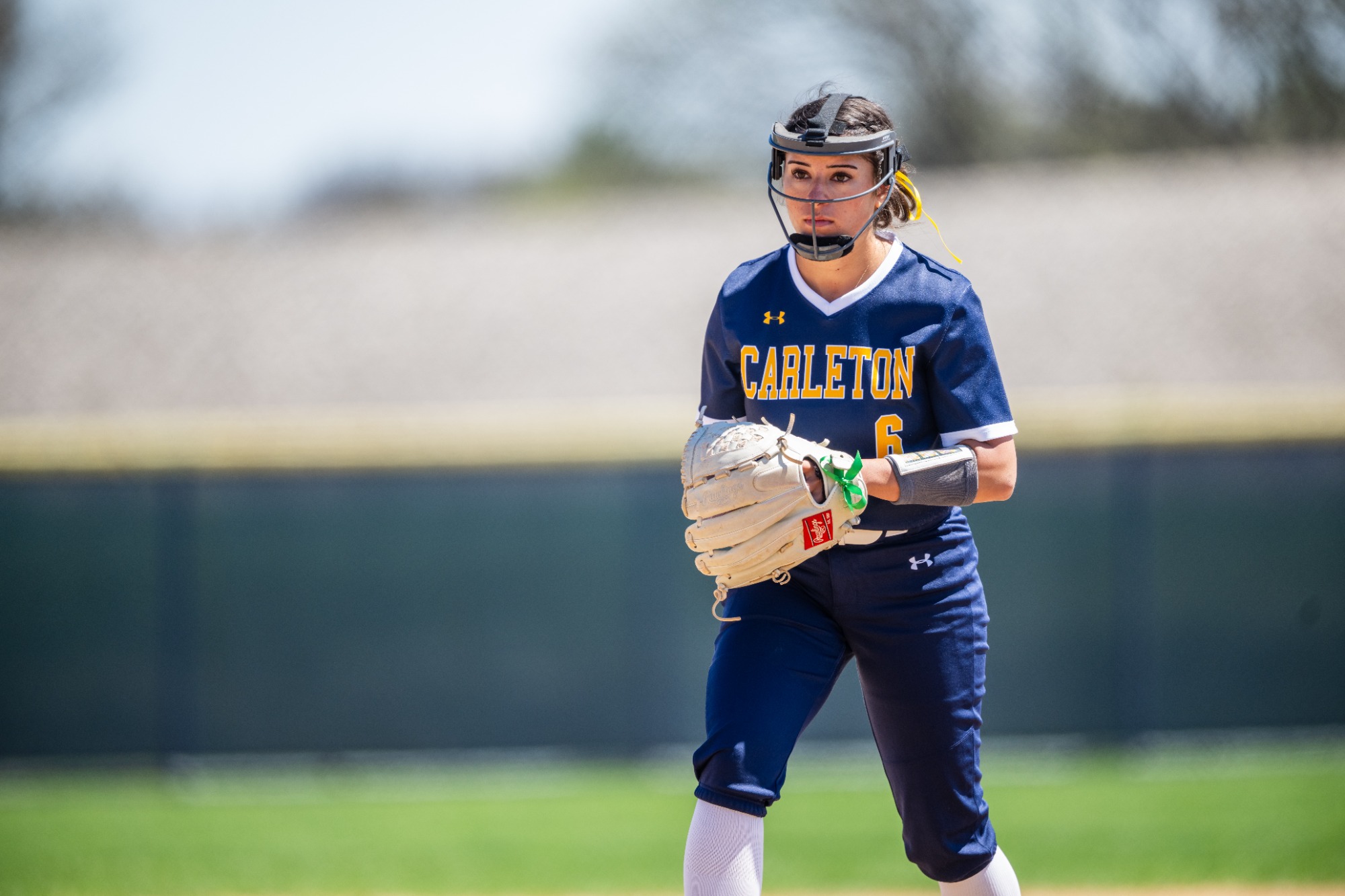 Rachel Block focuses before pitching.