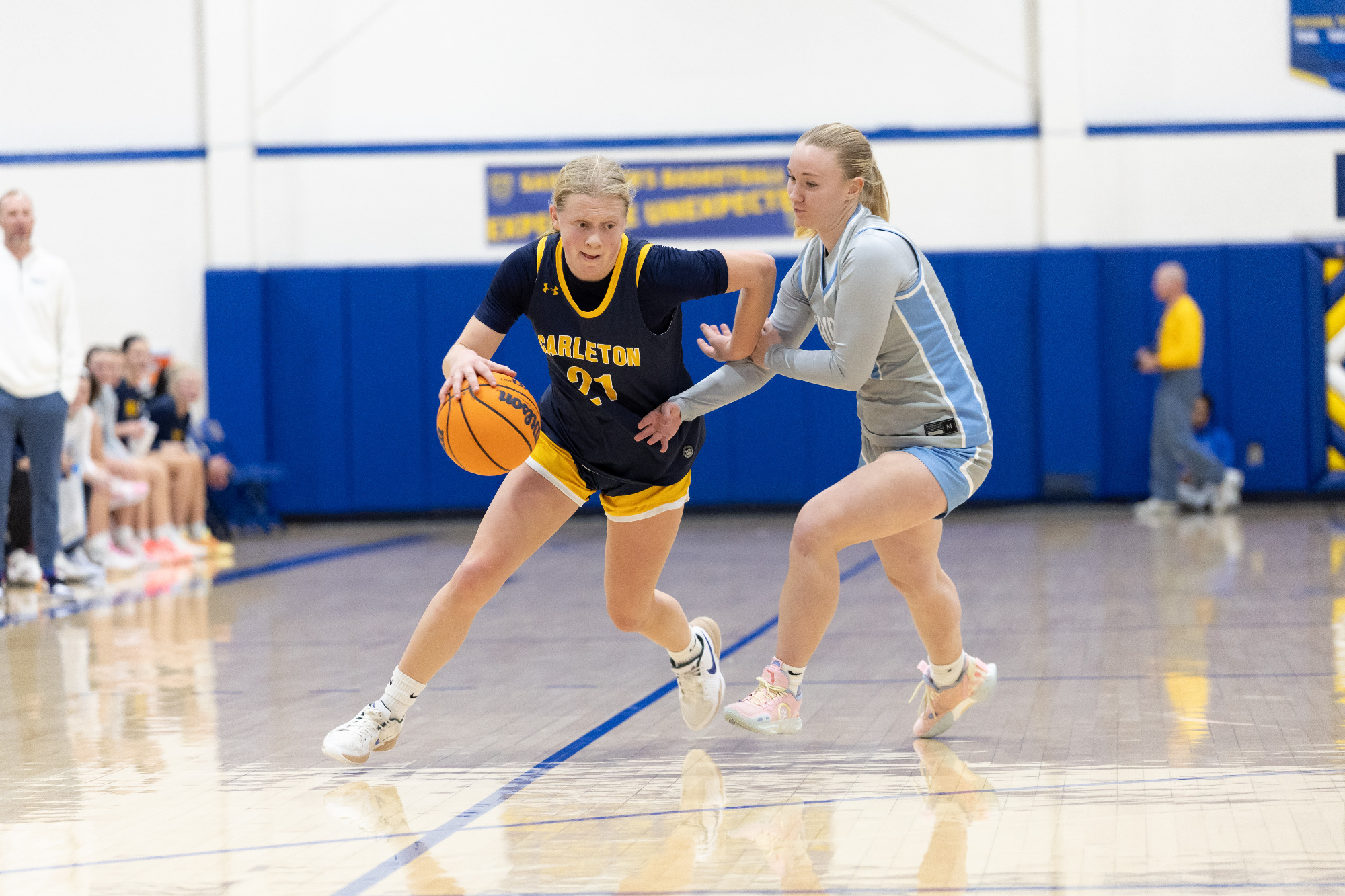 Addy Huss dribbles past a defender