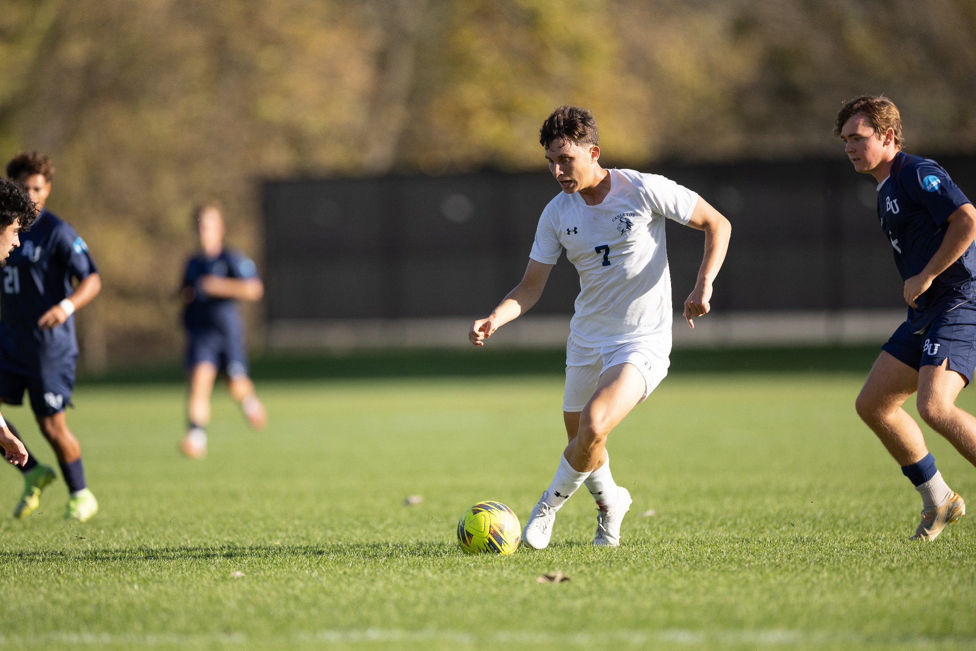 Ben Roman dribbles the ball