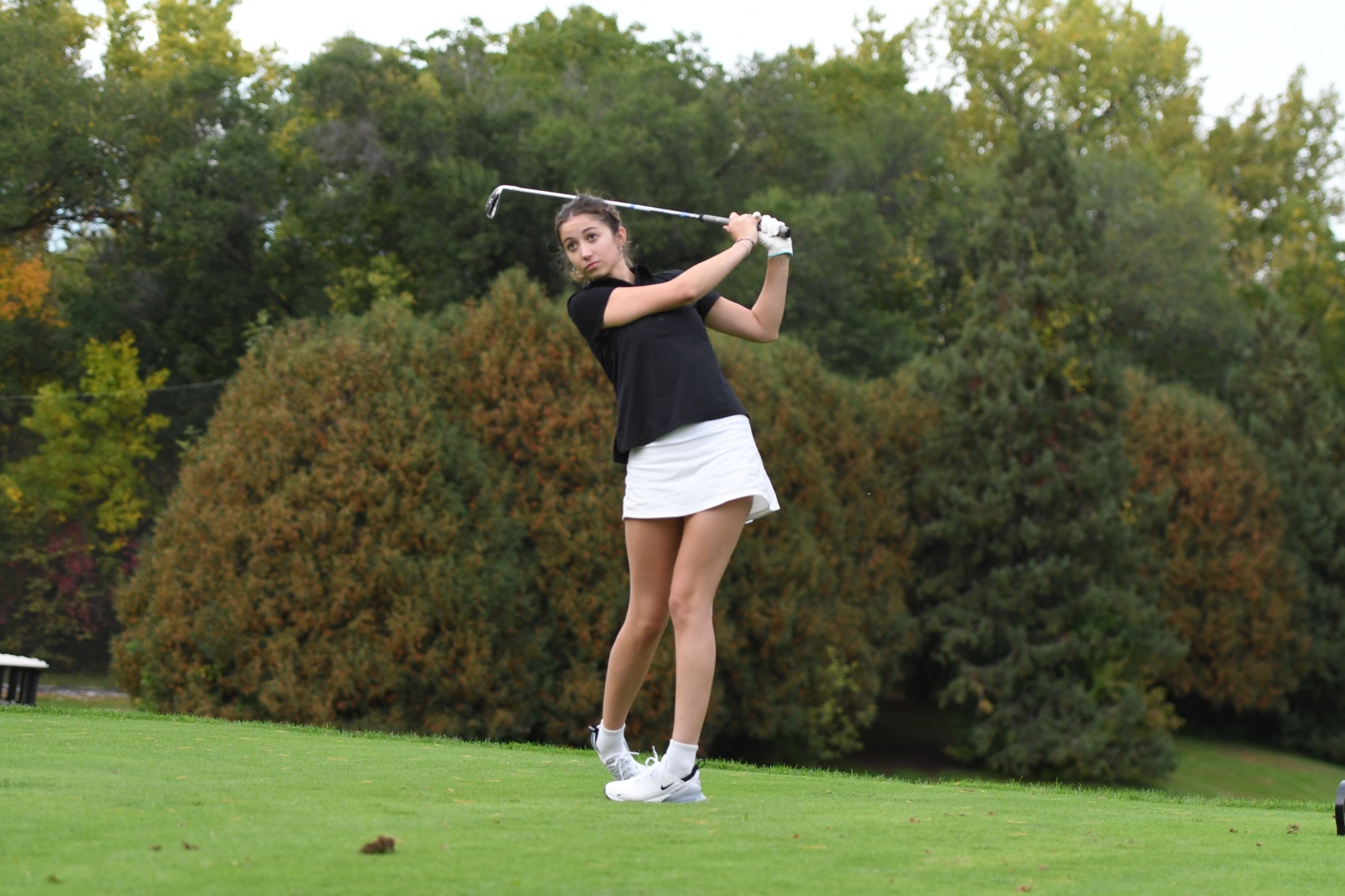 Charlotte Darras watches her iron approach