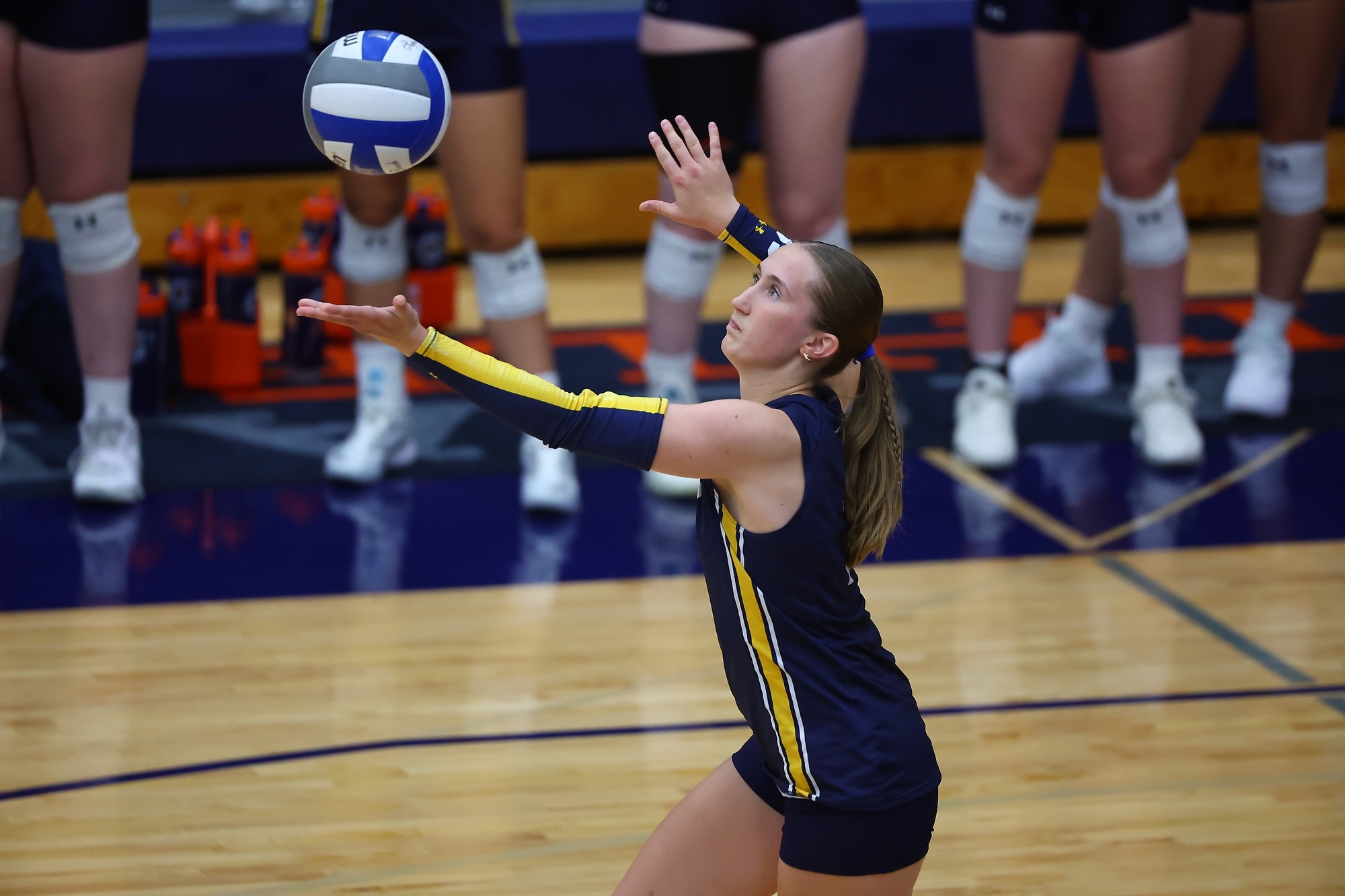 Megan Smith focuses on her serve