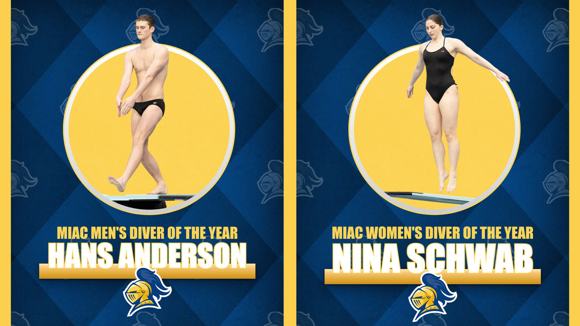 Hans Anderson and Nina Schwab preparing to dive; text reads, 