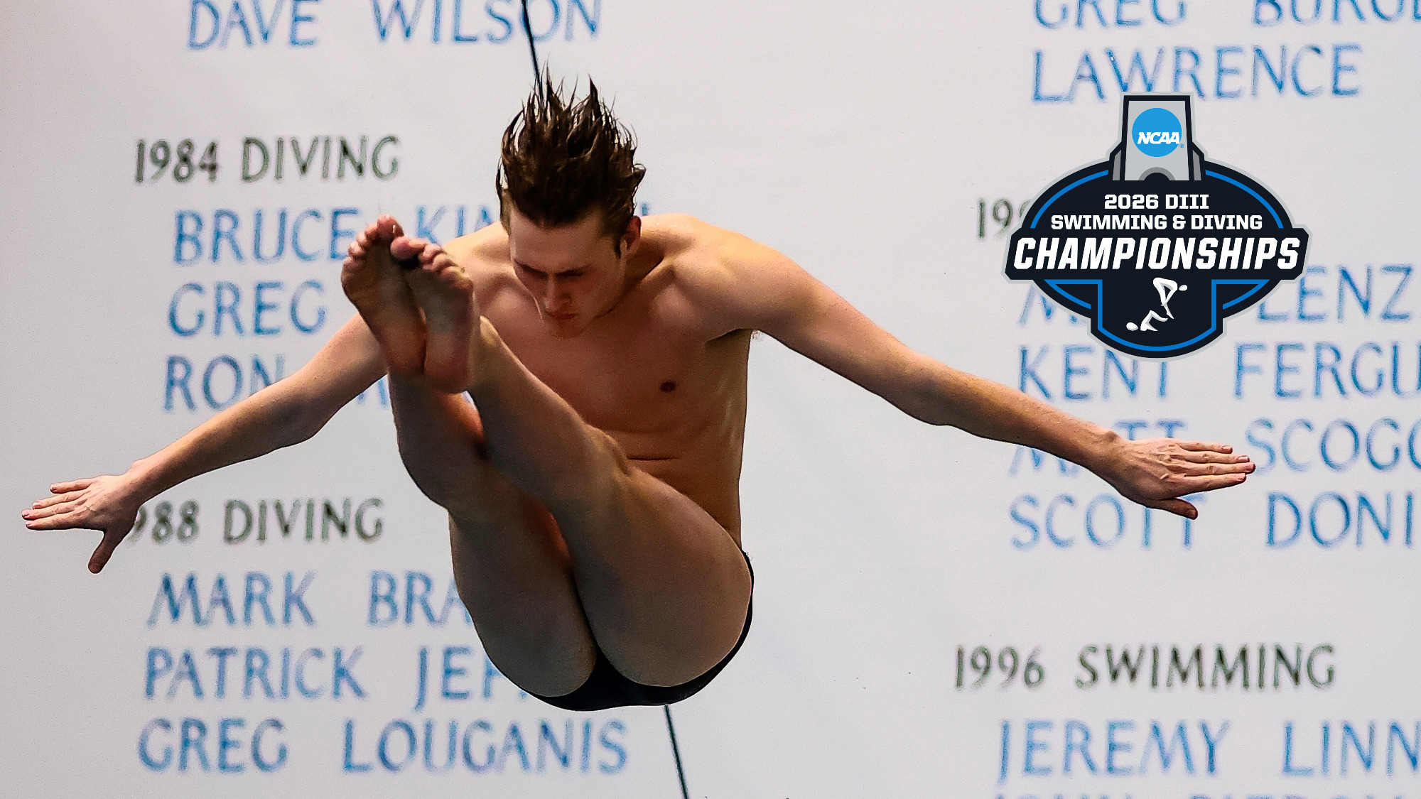 Hans Anderson mid dive at the NCAA Championships