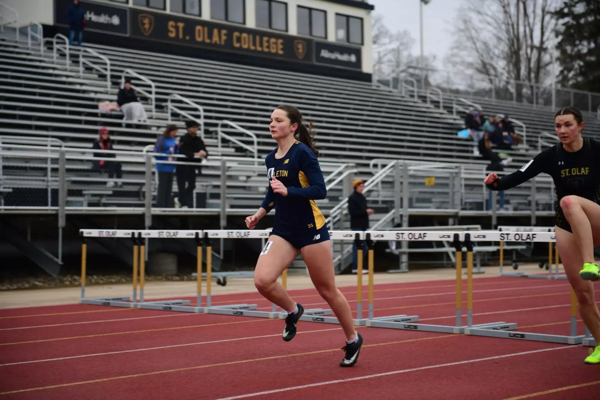 Jillian Muglia runs the 110m hurdles.