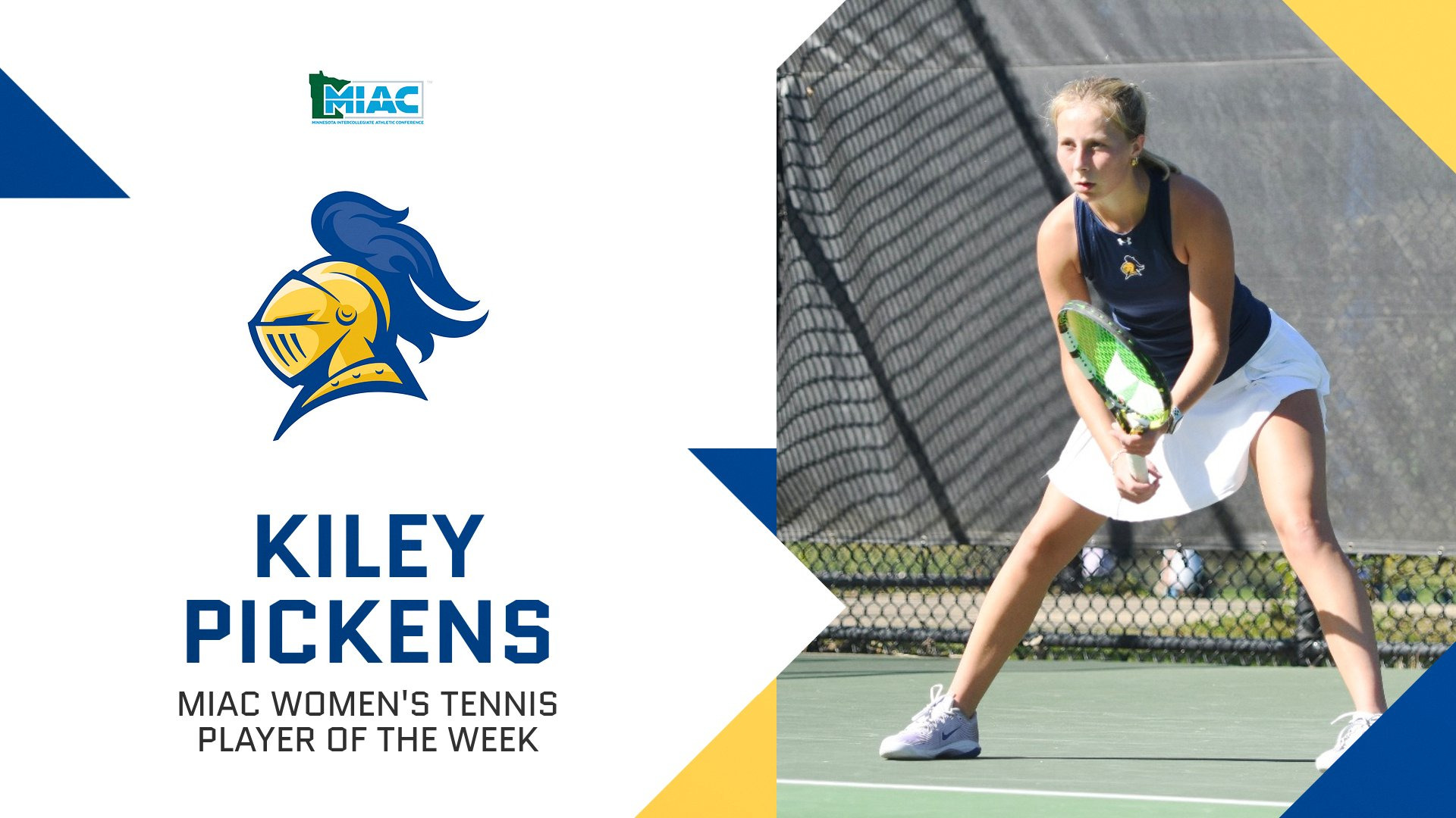 Kiley Pickens waits for an opponent to serve; text reads, 