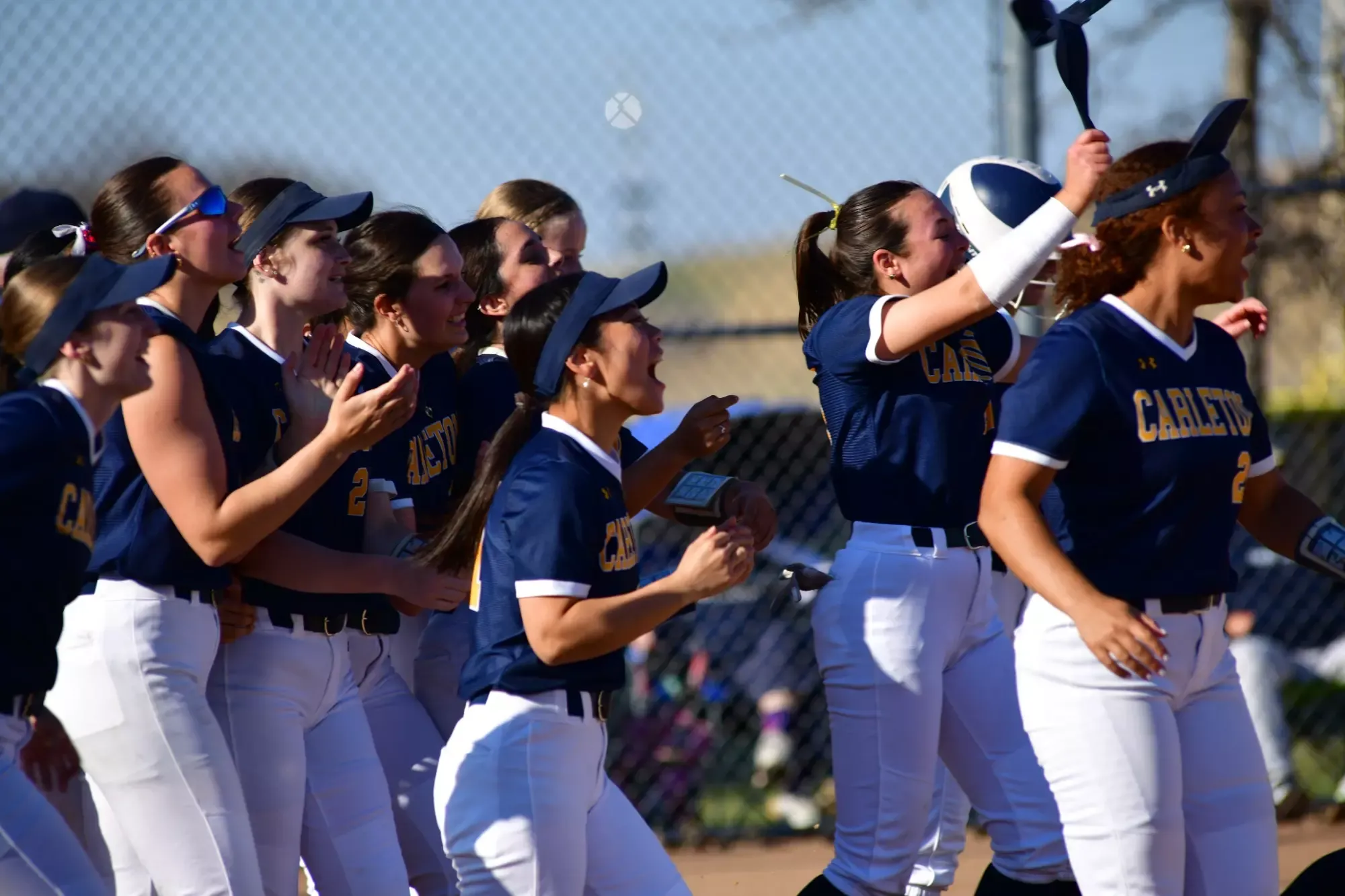 The team celebrates the win.