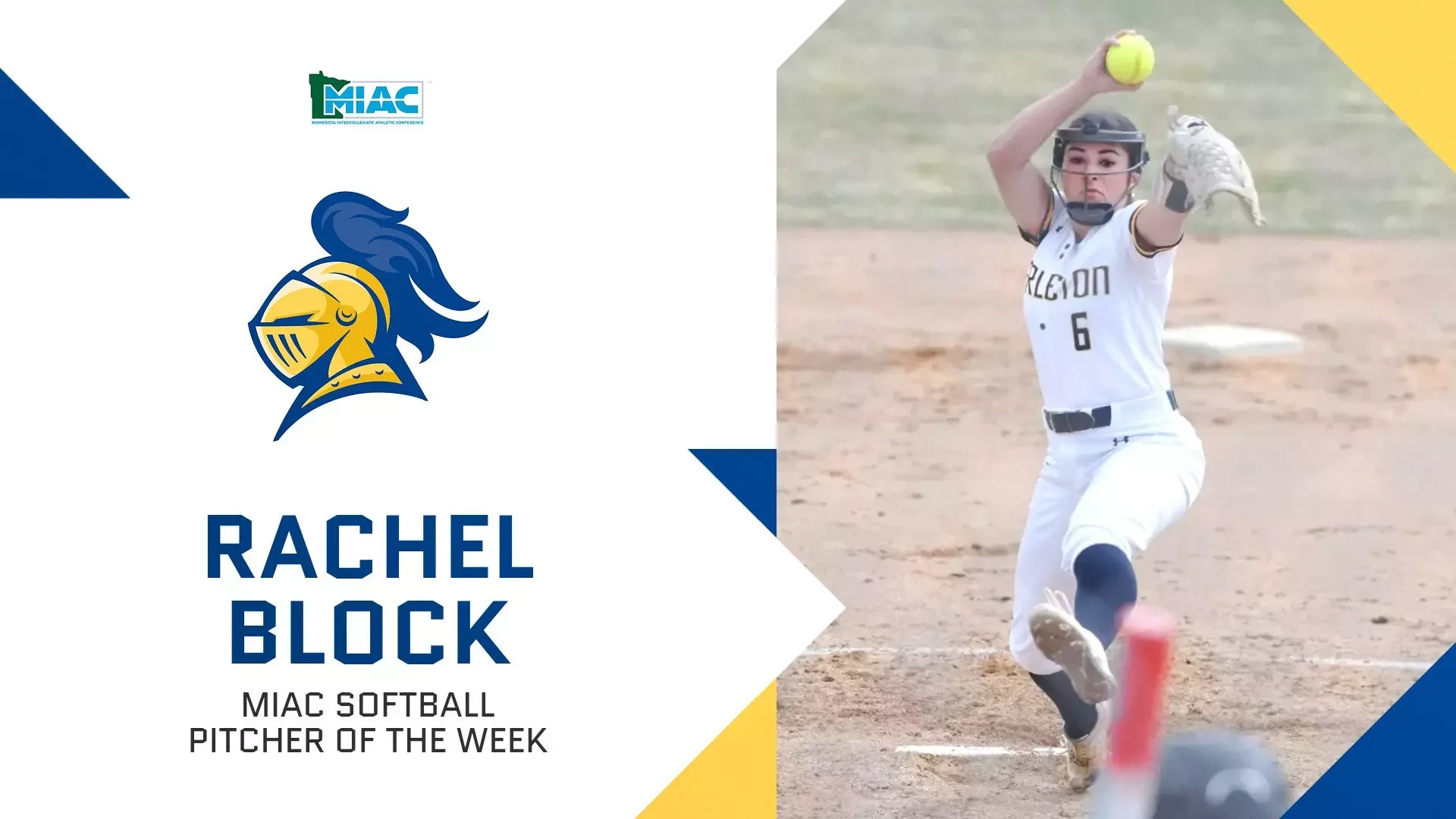 Rachel Block pitching; text reads, 