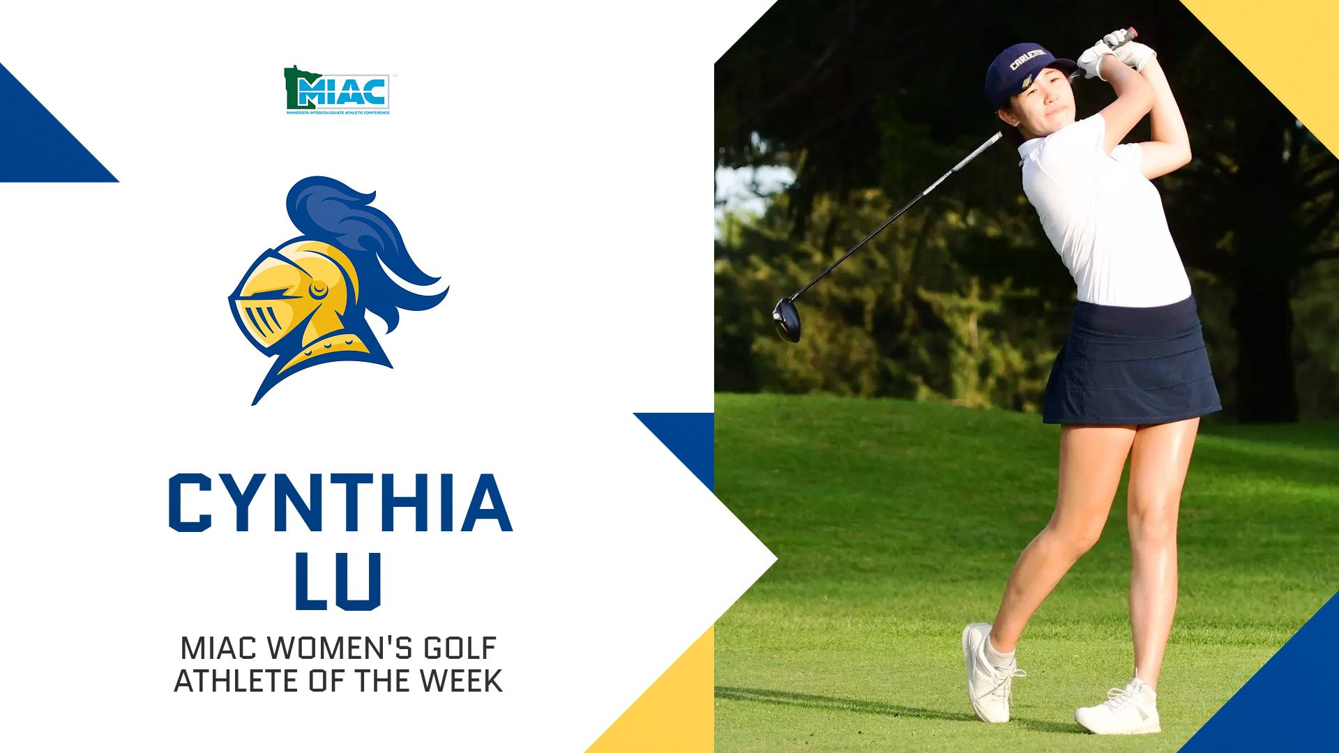 Cynthia Lu follows through after hitting a drive; text reads, 