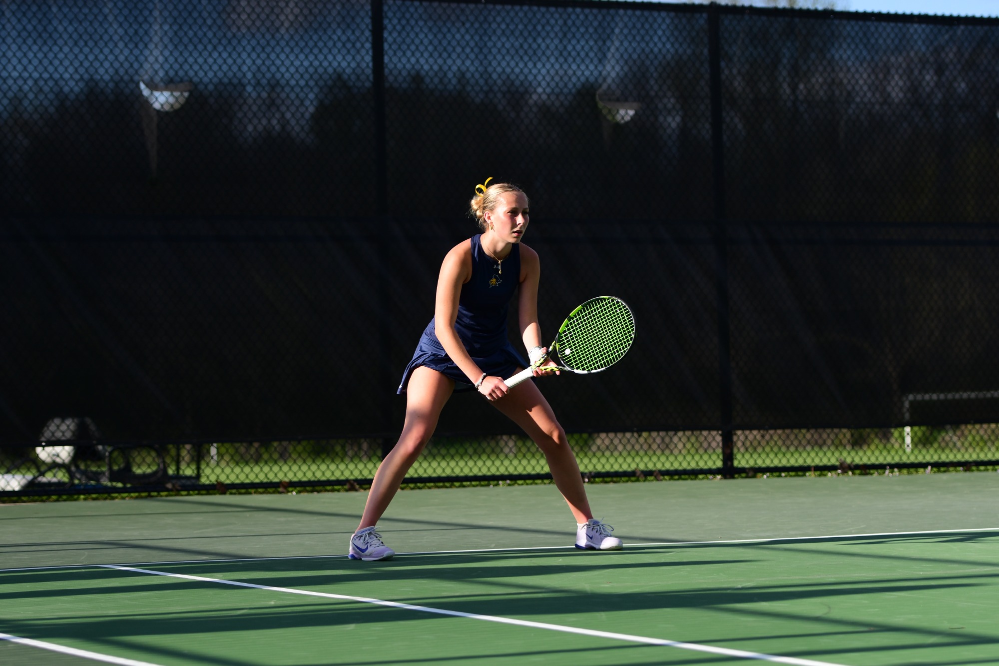 Kiley Pickens stands ready for the serve.