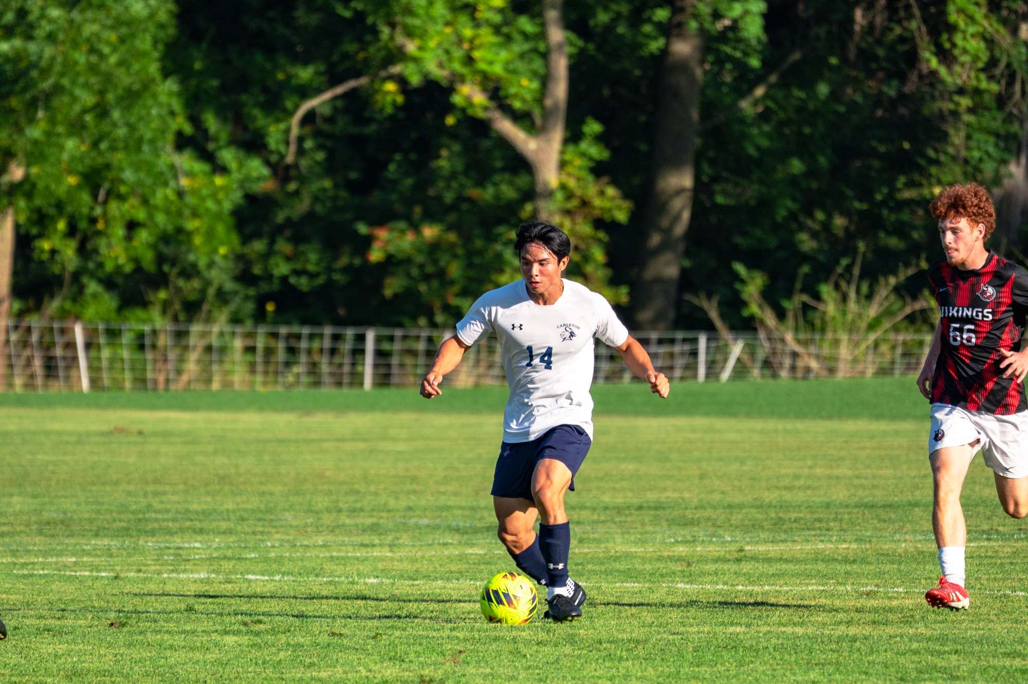 Nick Chou moves the ball downfield