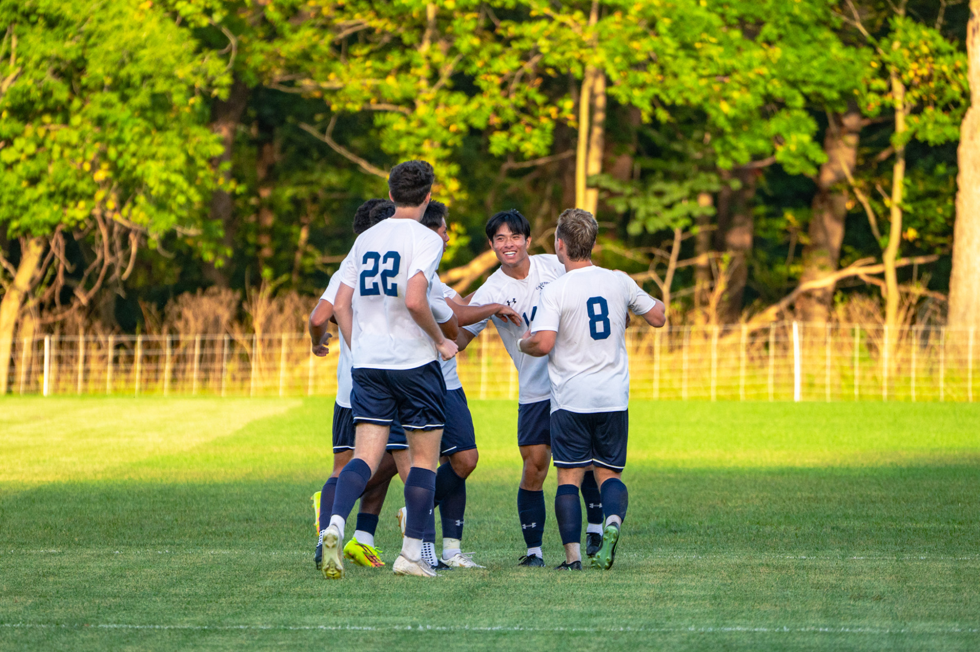 The Knights celebrate Nick Chou's goal