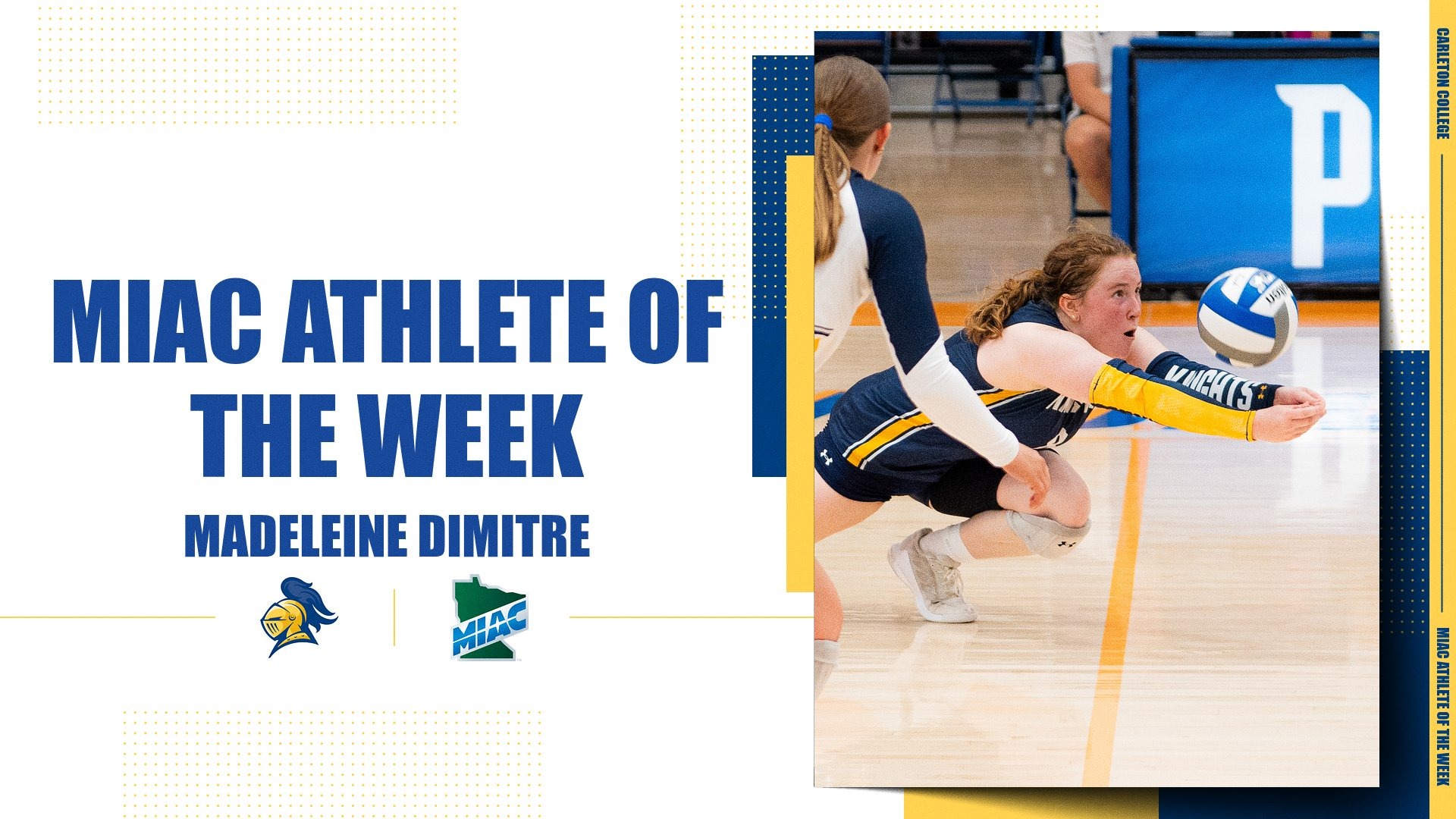Graphic of a diving Madeleine Dimitre celebrating Athlete of the Week honors
