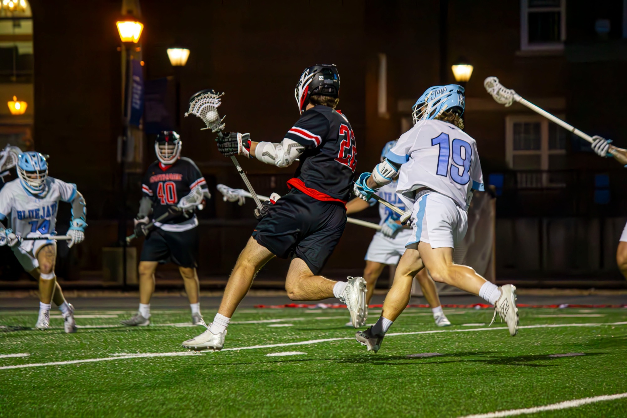 Jake Westland makes a move against Elmhurst 