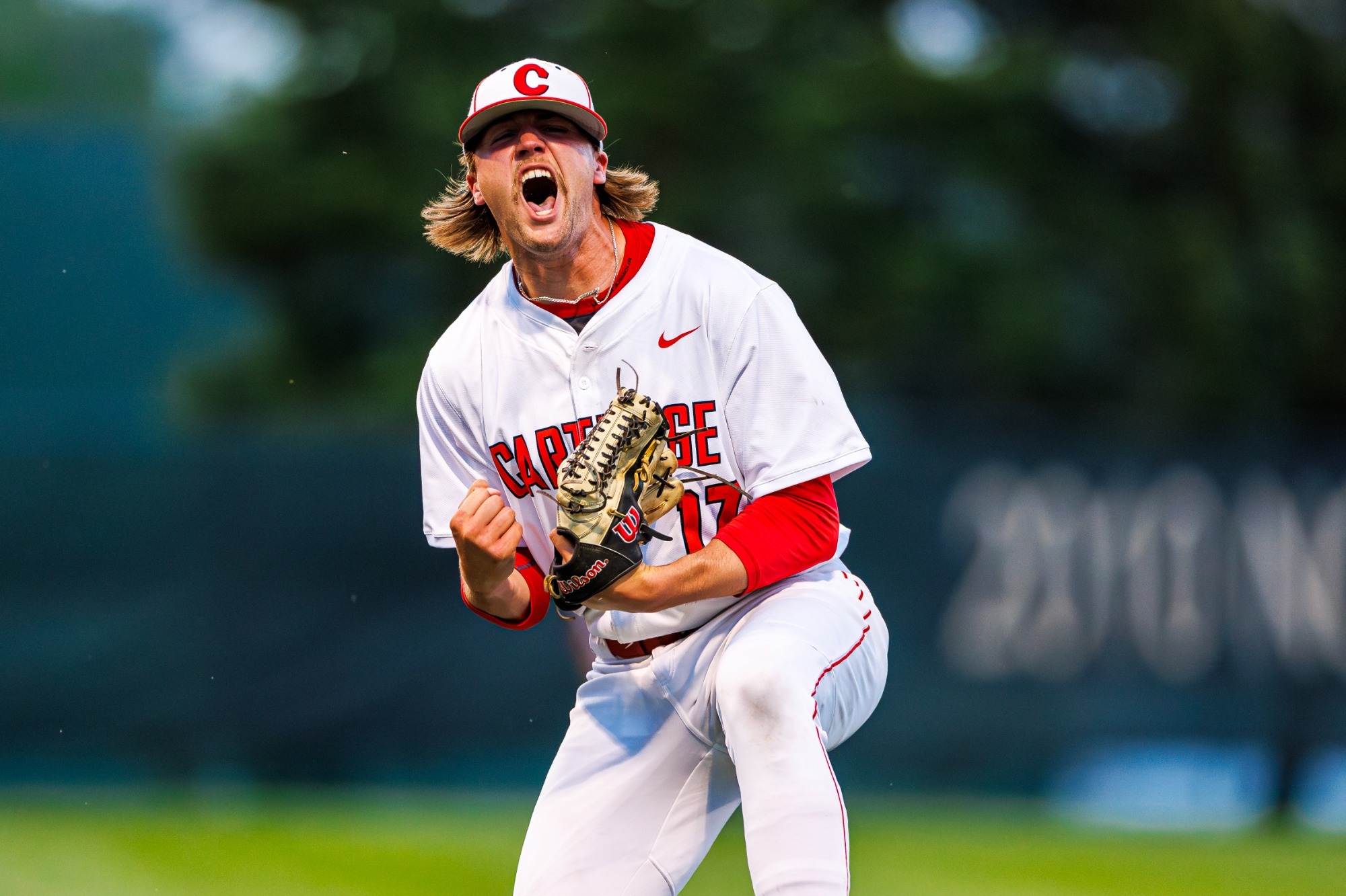 Bryce Schaum let's his emotion out after a strikeout to end the inning. 