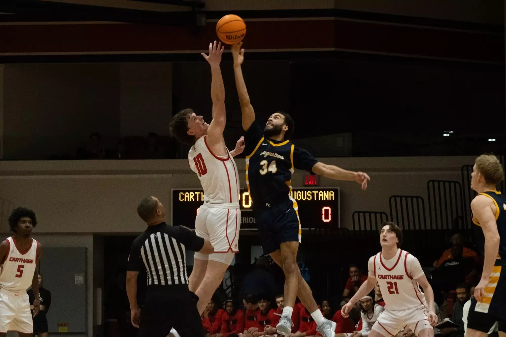Ryan Johnson jumps at the tipoff