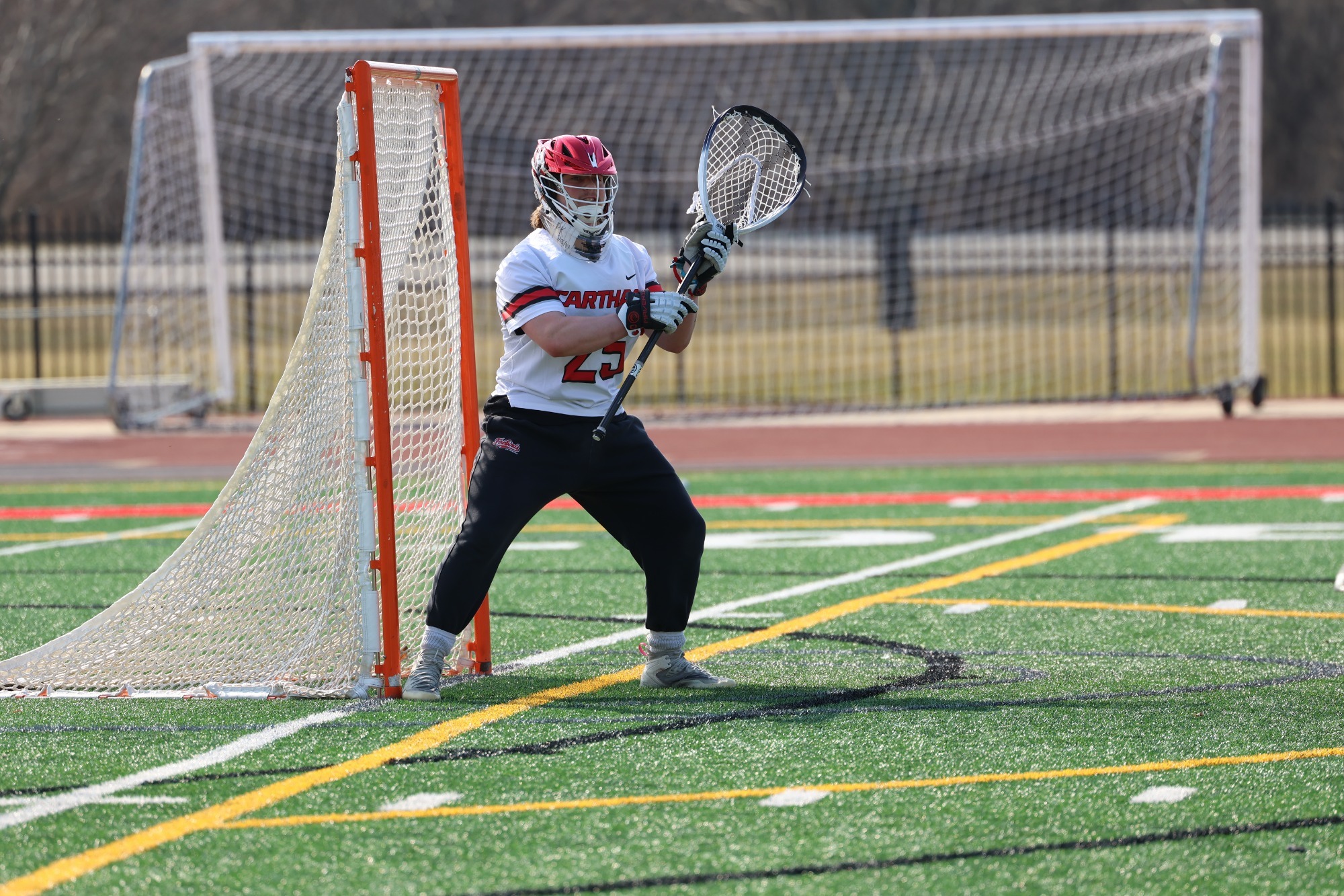 Jake Williamson gets in position to defend in goal 