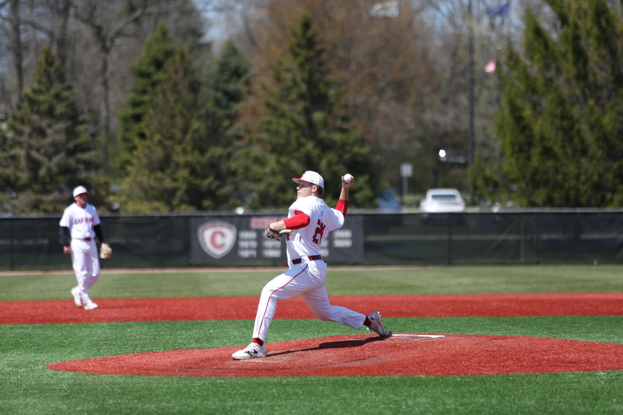 Brendan Roberts throws a pitch against Elmhurst
