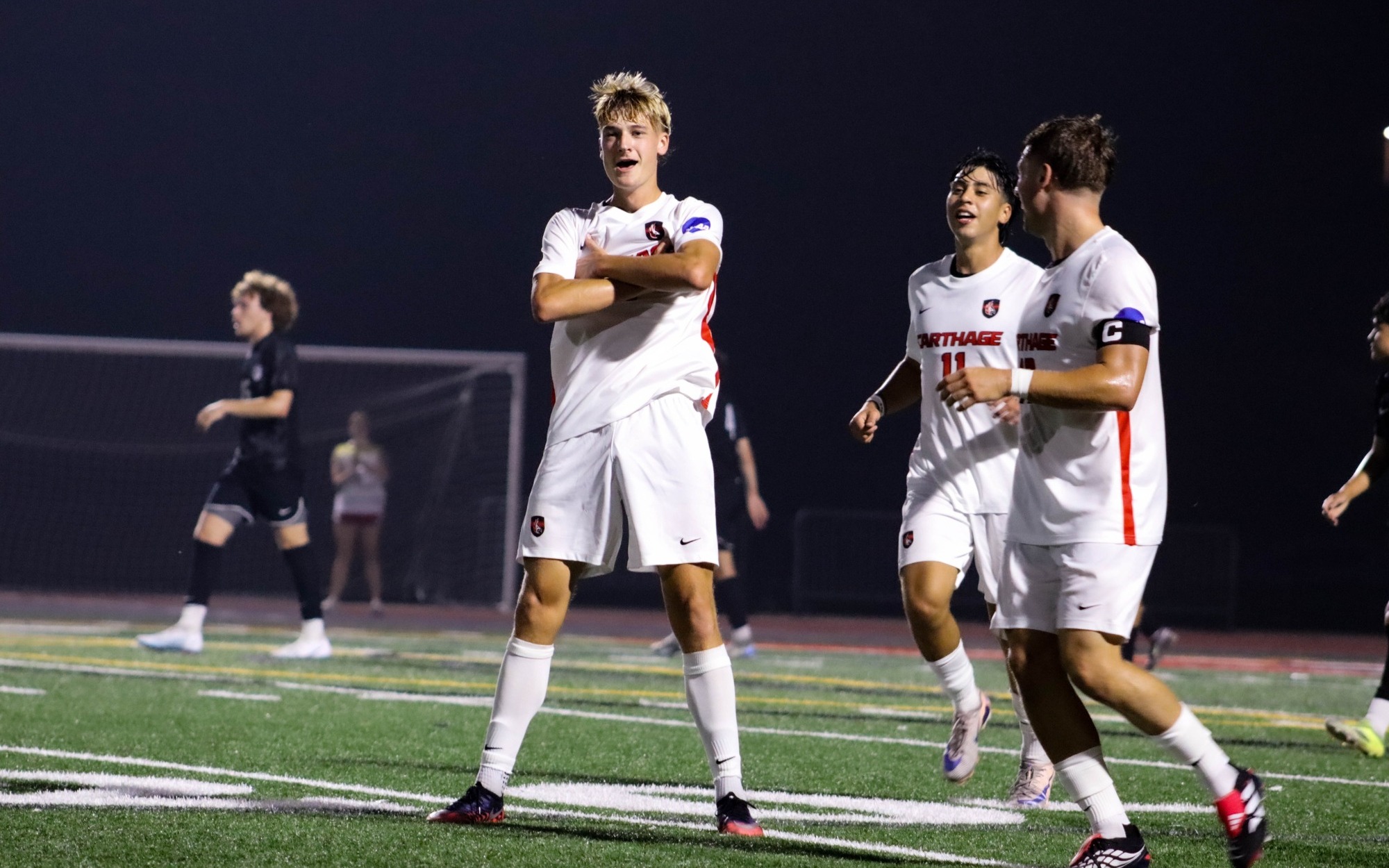 MSOC Team celebrates a goal